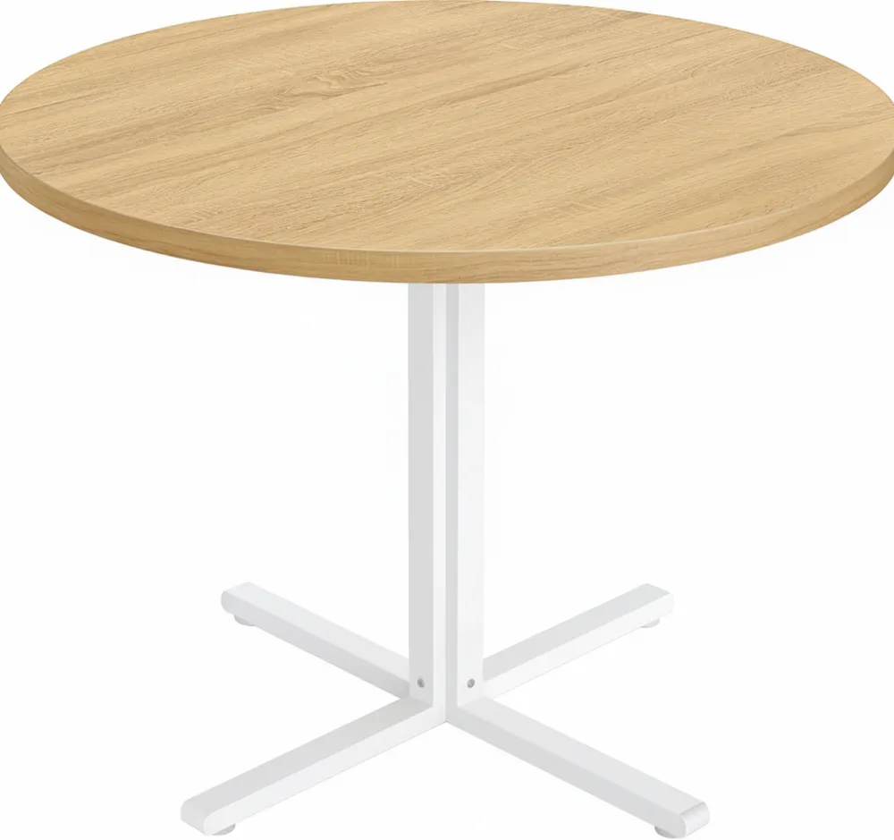 Runder Esstisch für 4 Personen, Wasserresistente Oberfläche, 80 cm Durchmesser, Landhausstil