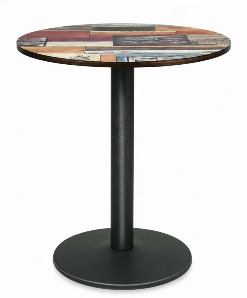 Moderner runder Esstisch mit buntem Muster, 60 cm