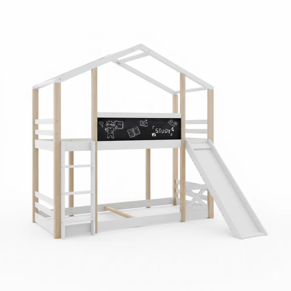 Kinder-Hochbett mit Rutsche und Treppe, 90x200 cm, inkl. Lattenrost