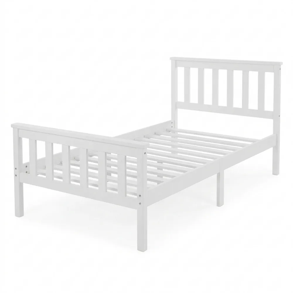 Robustes Massivholzbett 90x200 cm mit Lattenrost