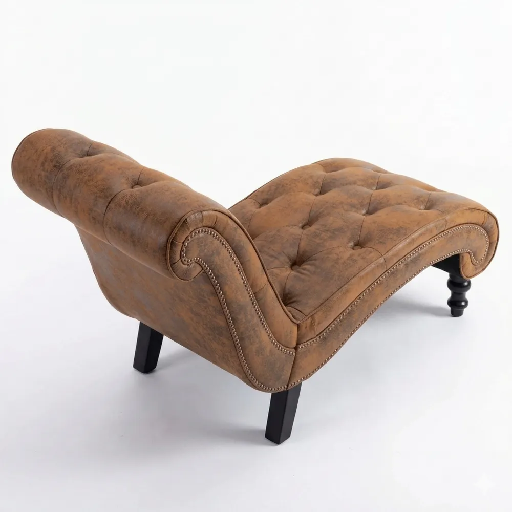 Komfortable Chaiselongue in Wildleder-Optik Braun