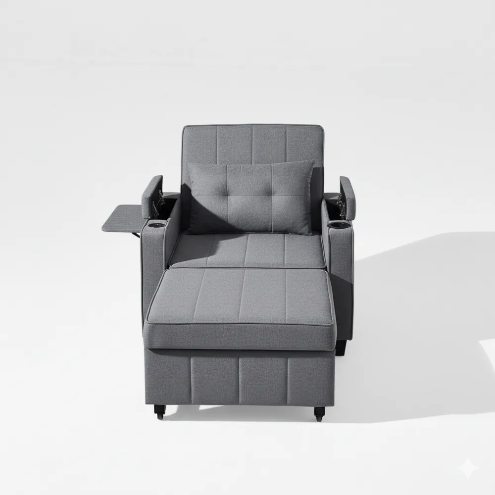 Multifunktionales Schlafsofa mit Stauraum und Getränkehalter, Verstellbare Rückenlehne, USB-C