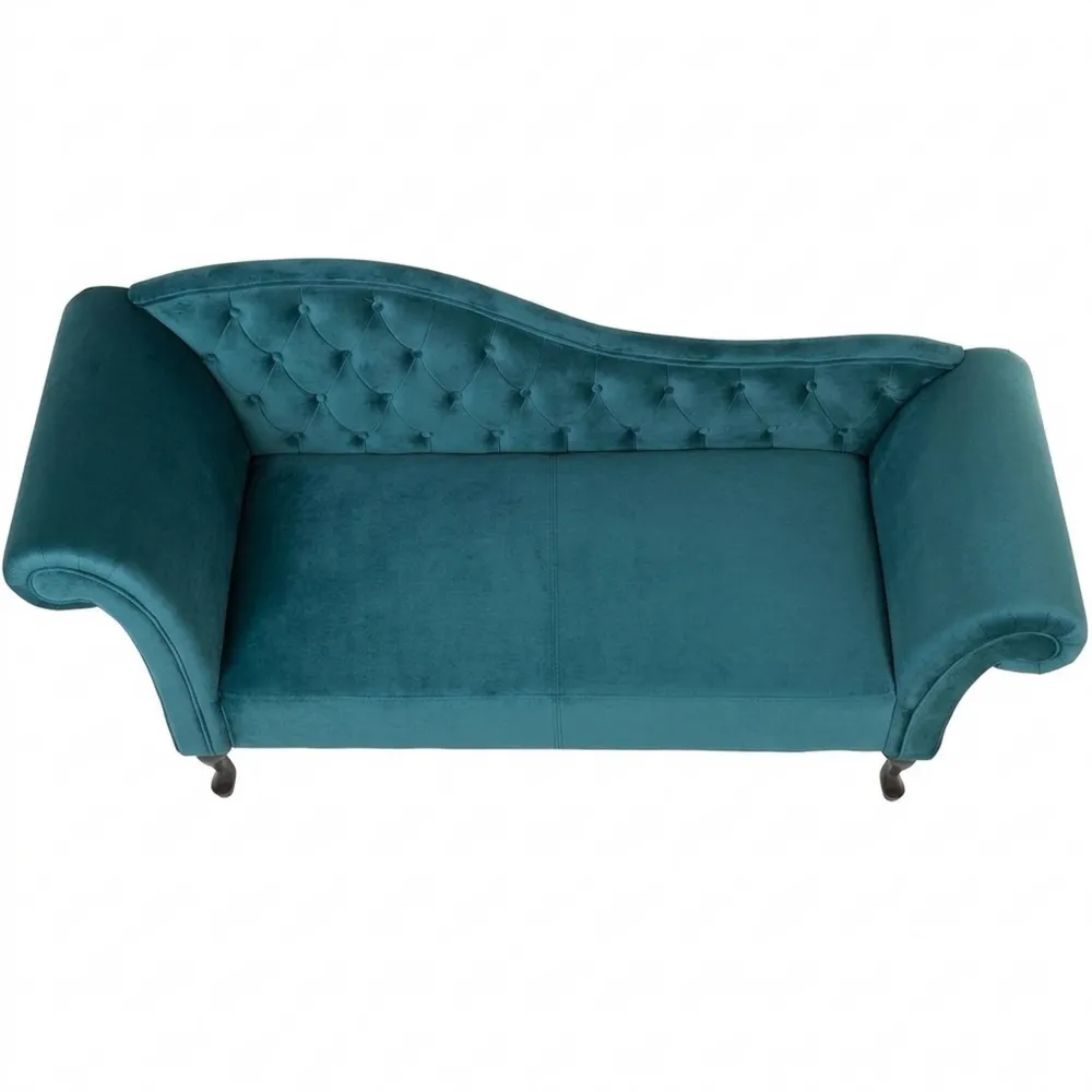 Elegante Chaiselongue aus Samt in Blaugrün mit Kissen