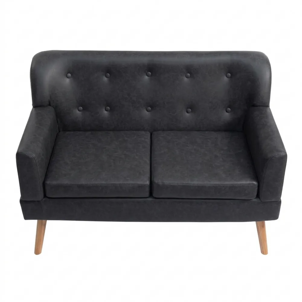 Kompaktes 2-Sitzer Sofa mit Holzbeinen für Wohnzimmer