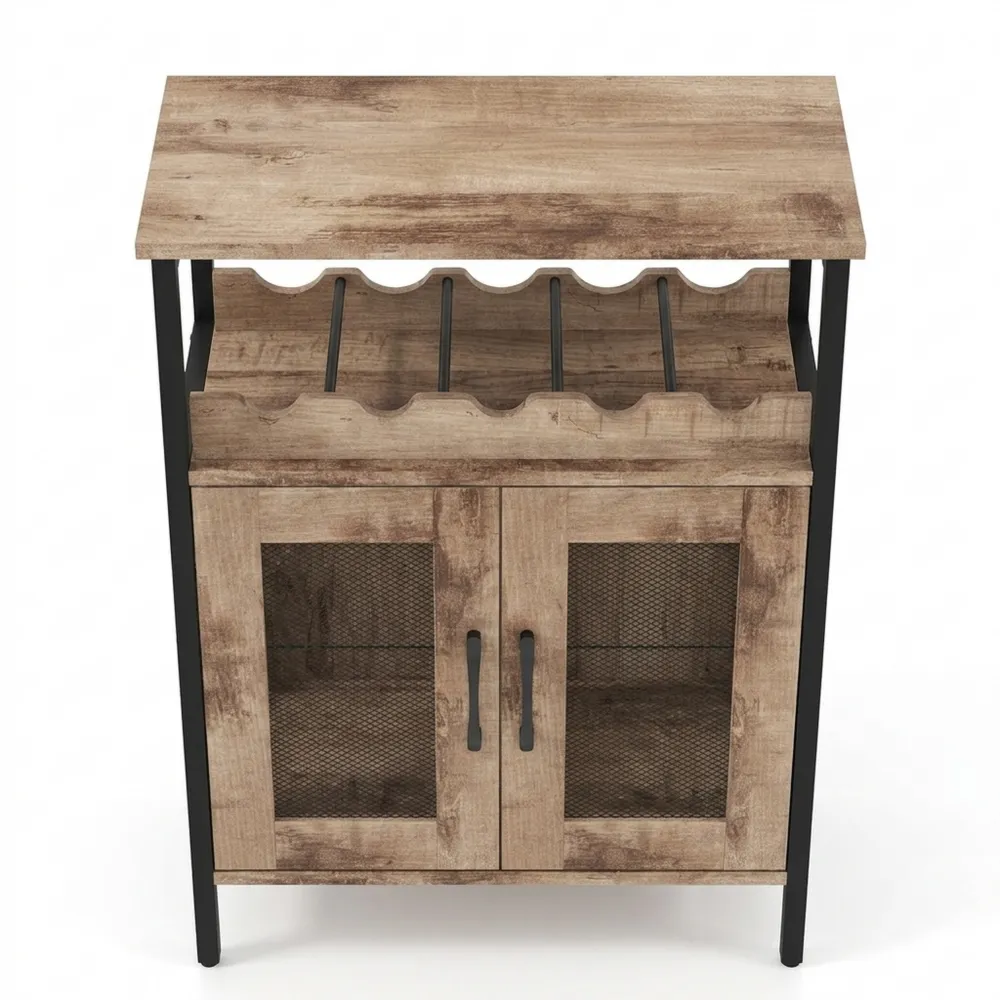 Küchenschrank mit Weinregal und Glashaltern, Holzkommode, Sideboard 60x34x79cm