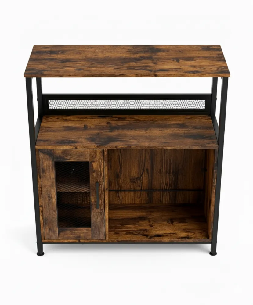 Freistehender Buffetschrank mit Weinregal und Glashaltern