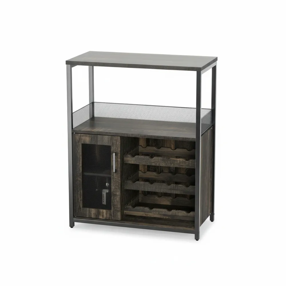 Moderner Weinschrank mit Beleuchtung und integriertem Regal, 70x35x92 cm