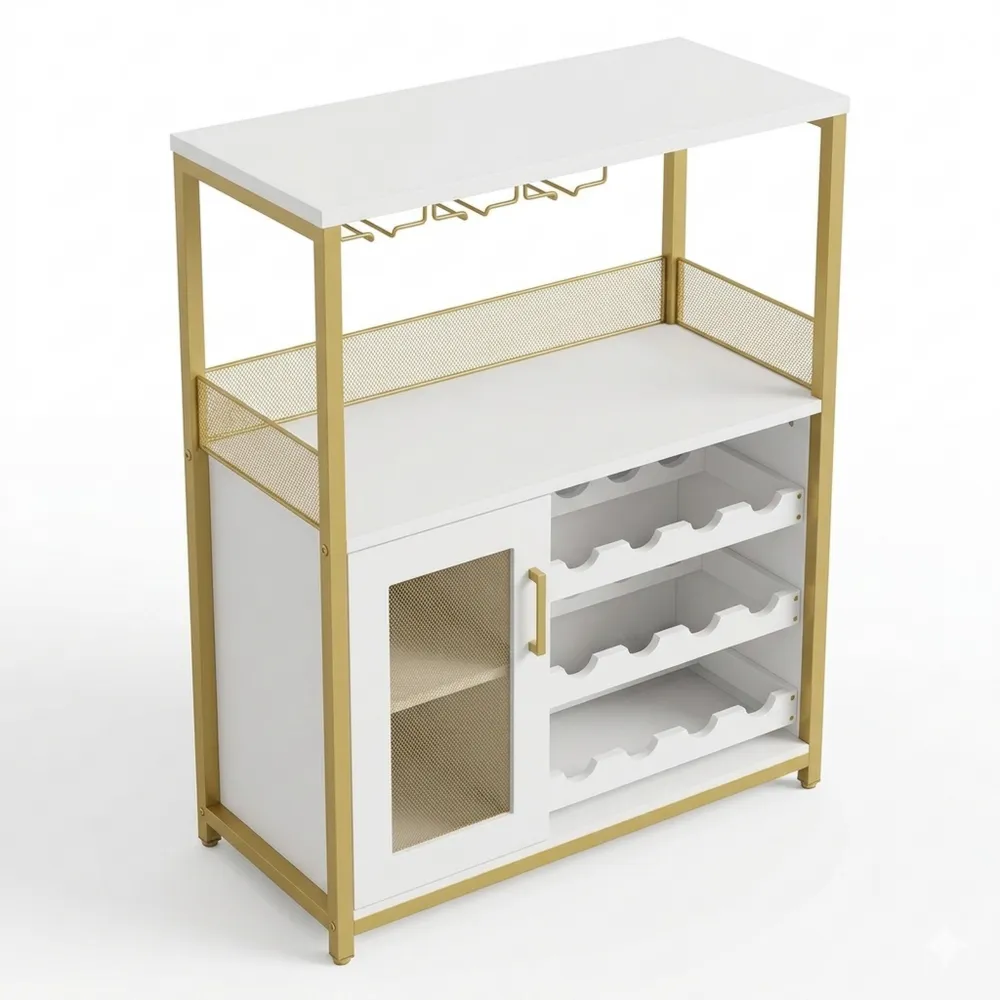 Moderner Barschrank mit verstellbaren Regalen und Glashalter