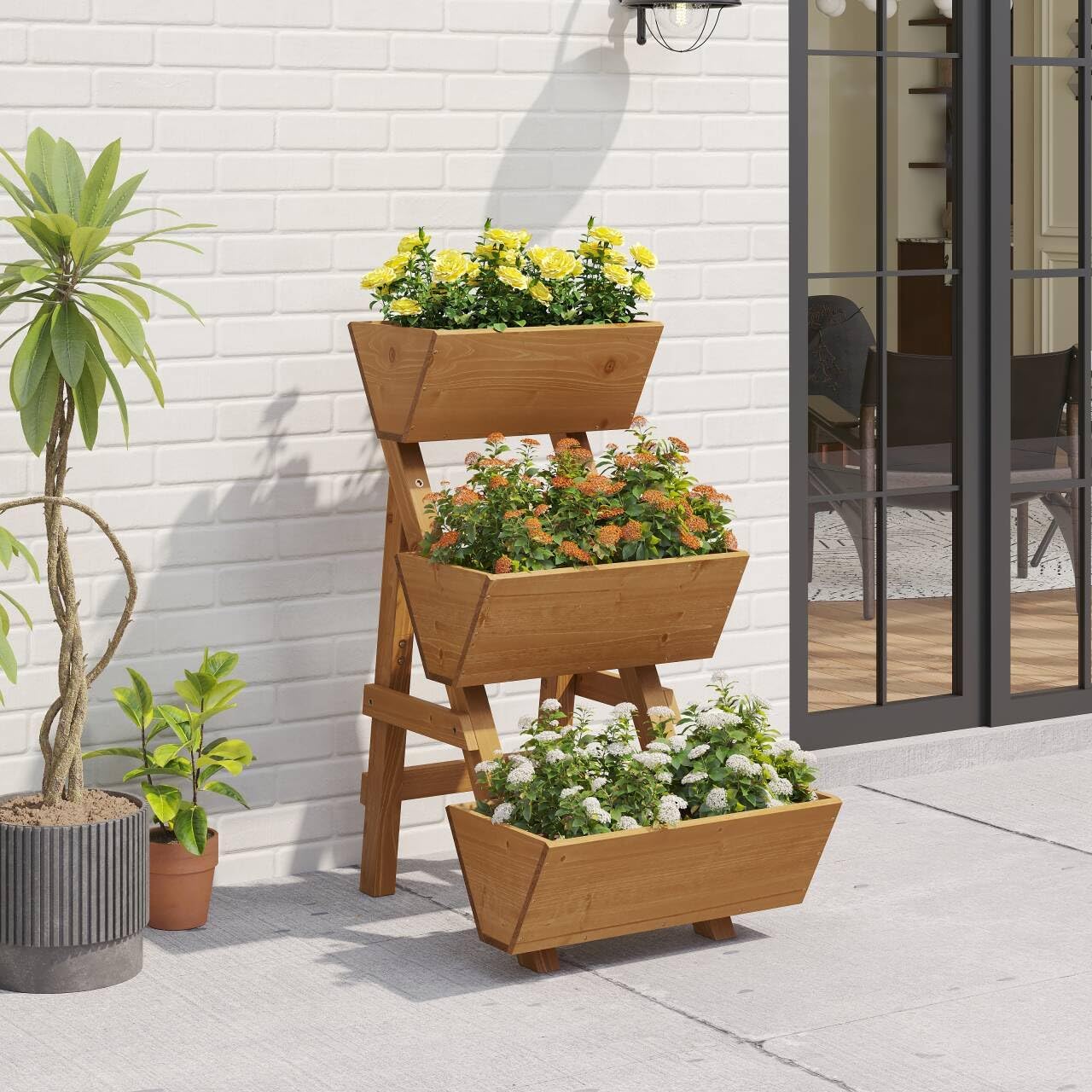 3-Tiers Wooden Raised Garden Bed