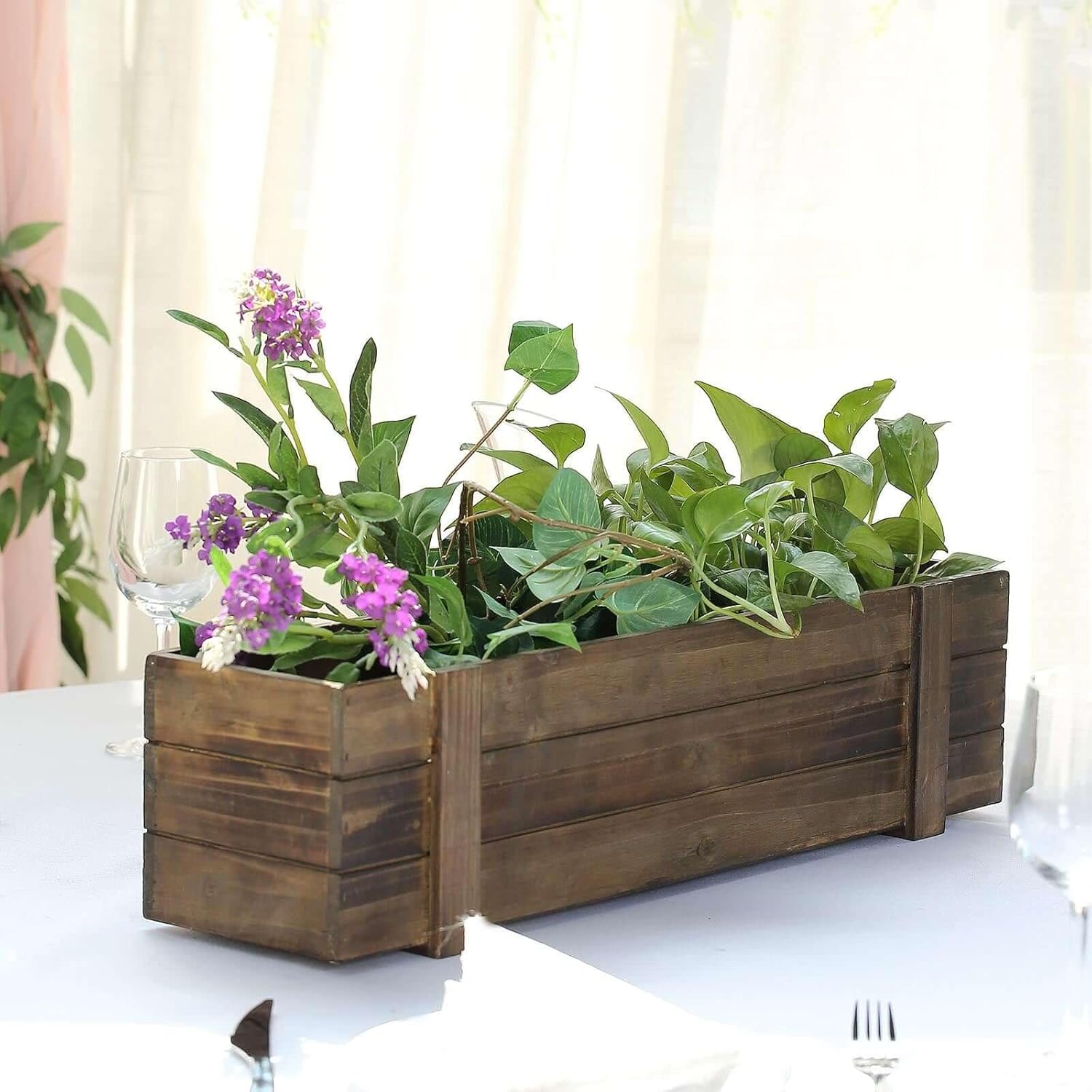 Rectangle Wood Planter Box with Plastic Liner