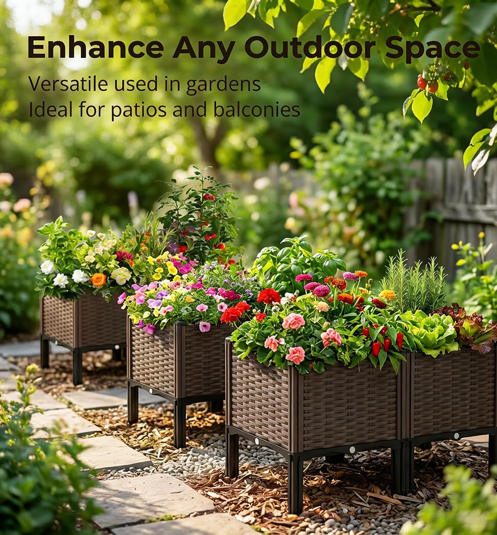 3Piece Brown Raised Garden Box Set