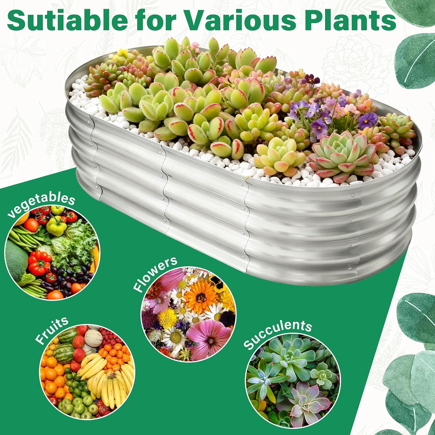  Oval Planter Box for Gardening Flower（2 Pack）