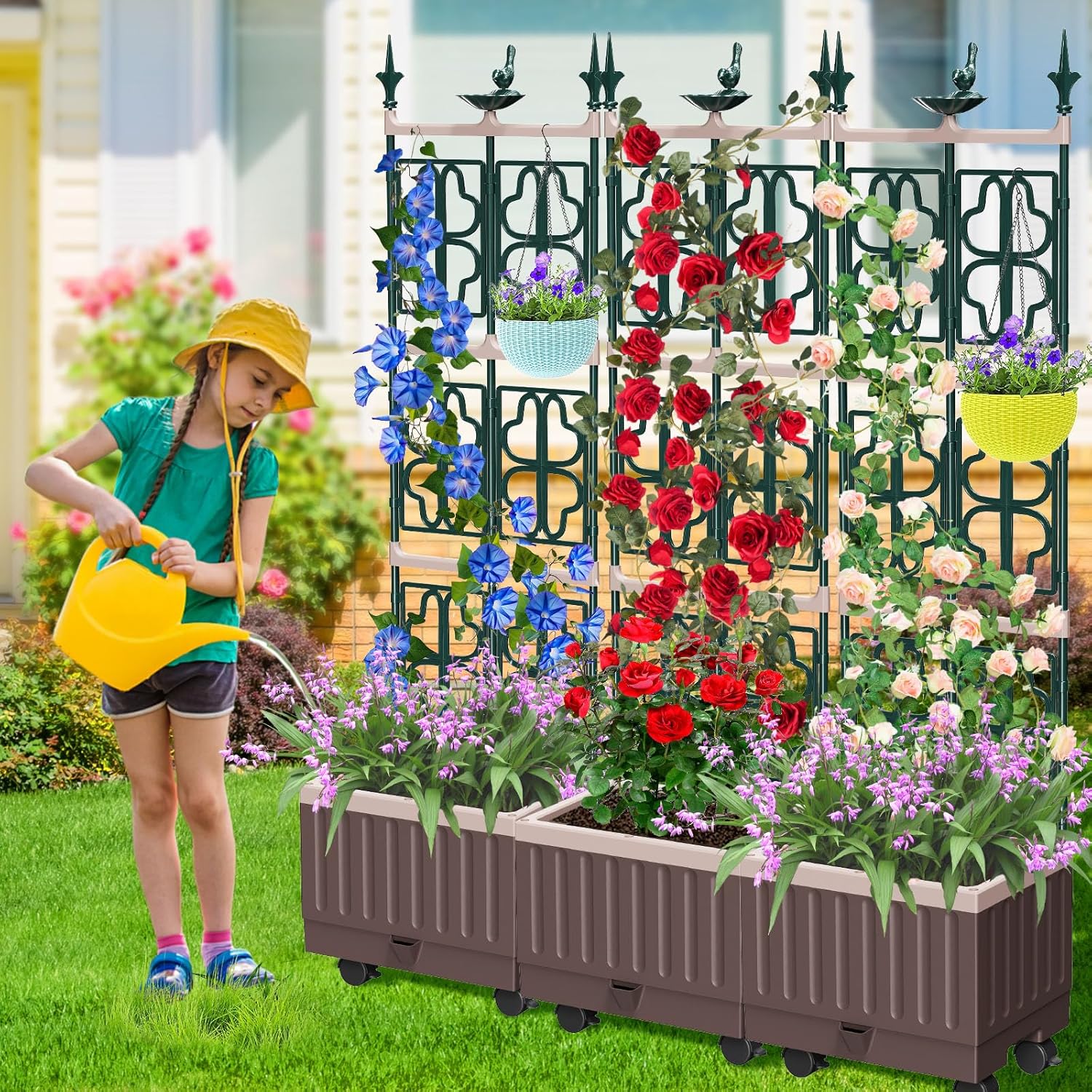 Raised Garden Bed Planter Boxes with Trellis