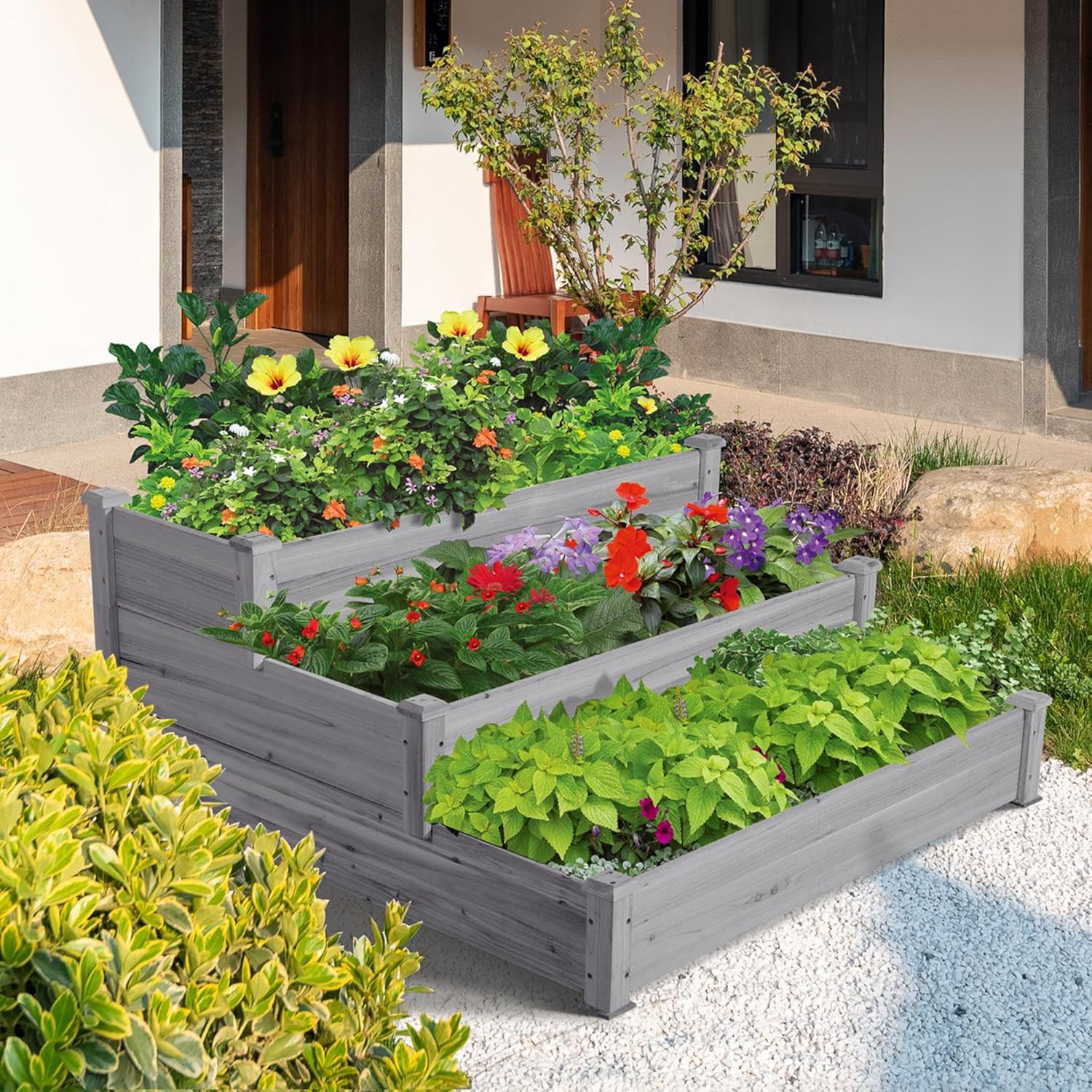 3 Tier 47 x 47 x 22in Raised Garden Bed