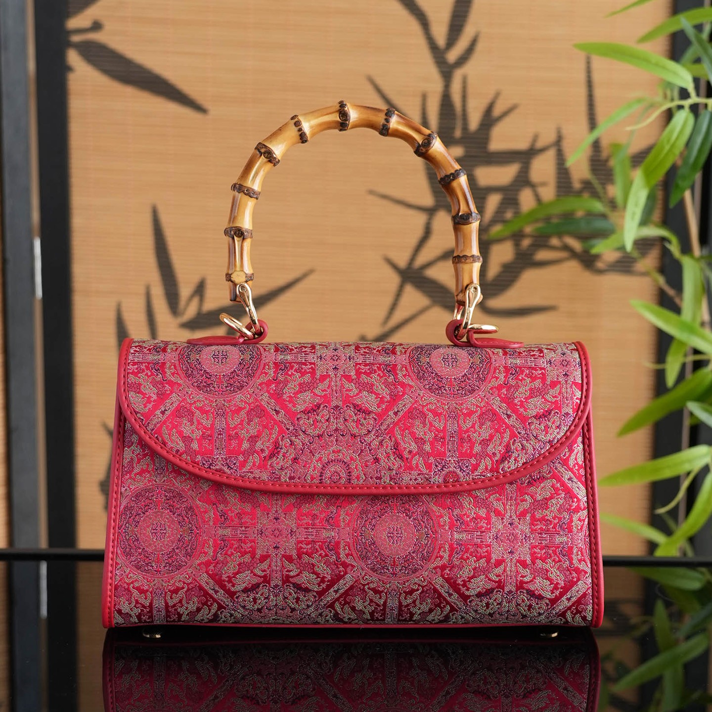Intangible Cultural Heritage: Song Jin, He Lu, Tong Chun, Bamboo Knot Bag, Genuine Leather, New Chinese Green, Women's Cheongsam, Handbag, Mulberry Silk Bag