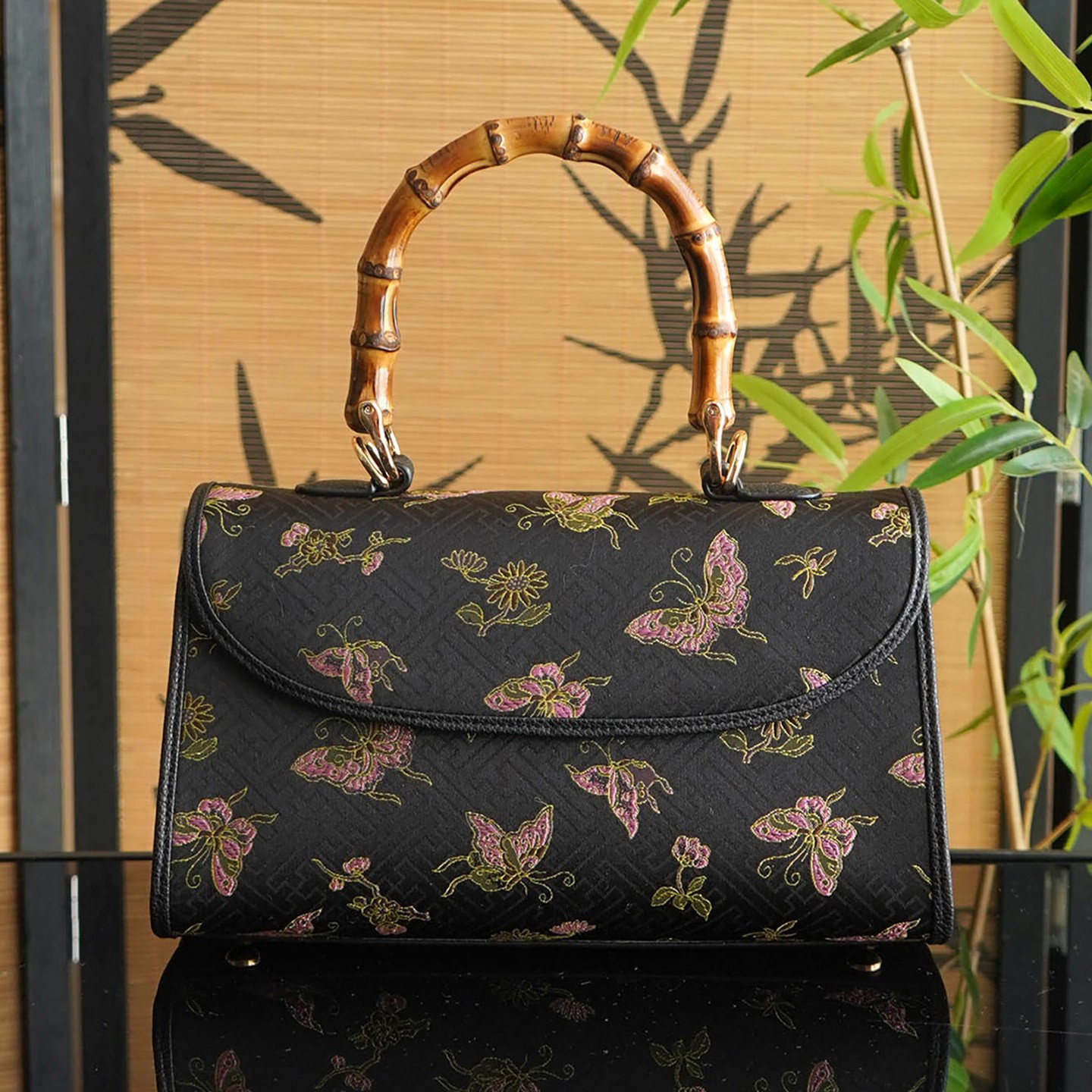 Intangible Cultural Heritage: Song Jin, He Lu, Tong Chun, Bamboo Knot Bag, Genuine Leather, New Chinese Green, Women's Cheongsam, Handbag, Mulberry Silk Bag