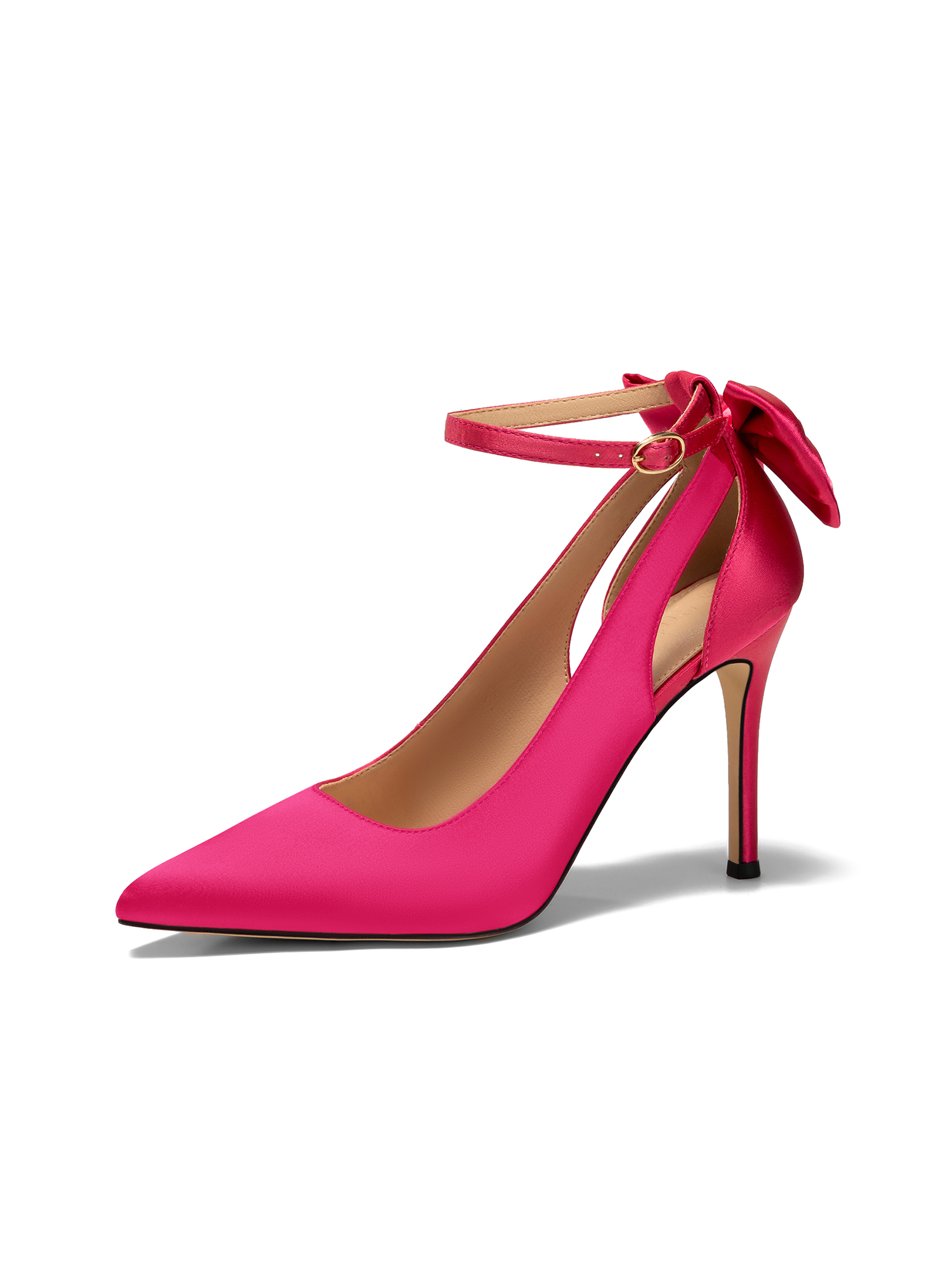 Women's Pointed Toe High Heels Ankle Strap Bow Tie Pumps Wedding Party Dress Shoes