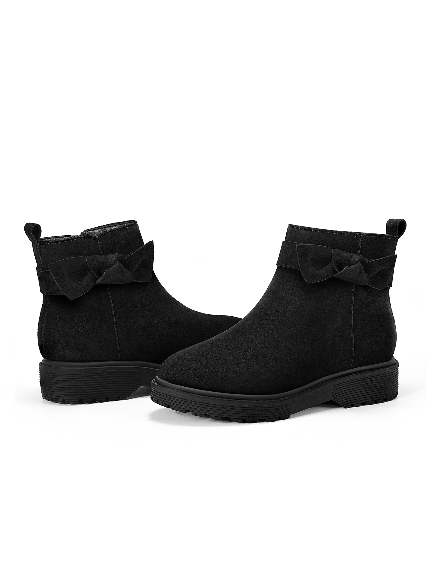 Girls Genuine Leather Ankle Boots Round Toe Side Zip Bow Fall Boots Girls Leather Ankle Boots Bow Lambskin Insole Comfy All Day Anti-slip Sole School Parties Weddings Fall Winter Daily Wear