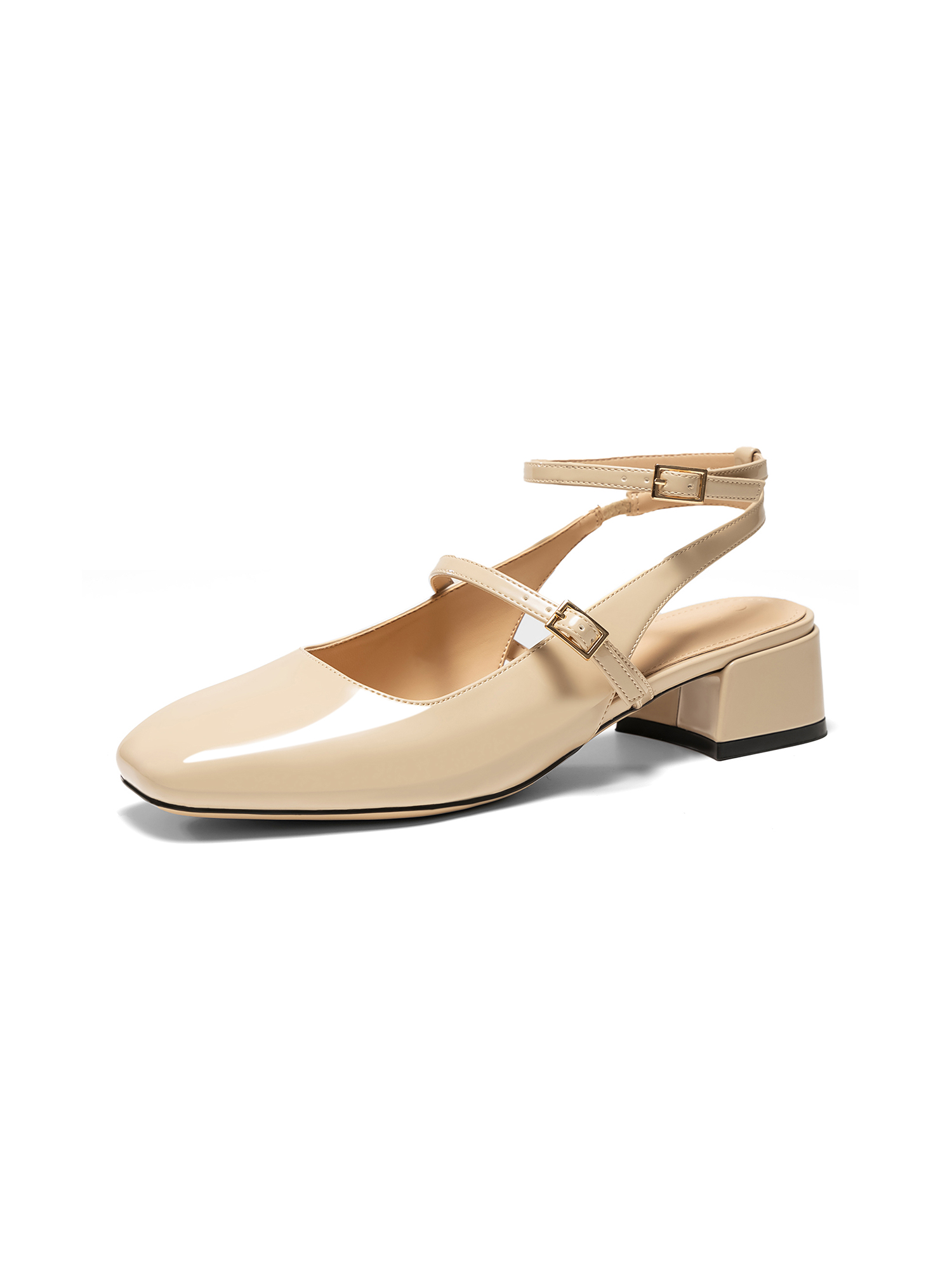 Womens Square Toe Mary Jane Pumps Chunky Low Heels Ankle Strap Slingback Wedding Party Dress Shoes