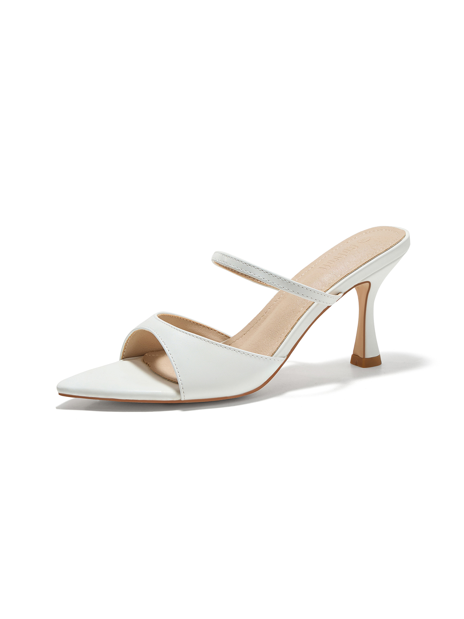 Womens Pointed Open Toe Heeled Sandals Strap Slip On High Heels Backless Mules Dress Shoes