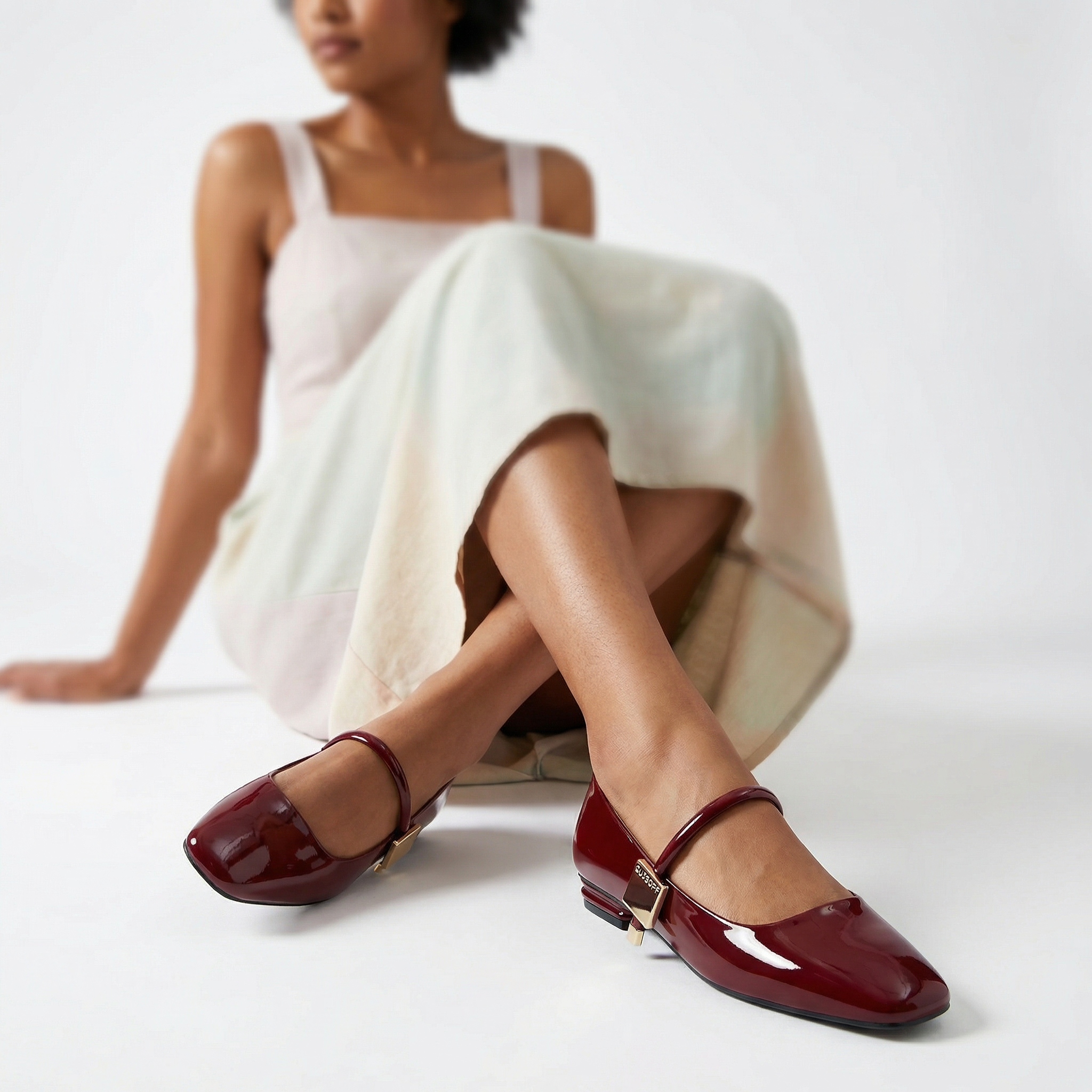 Womens Mary Jane Flats Closed Square Toe Ballet Flat Dressy Comfortable Slip on Shoes