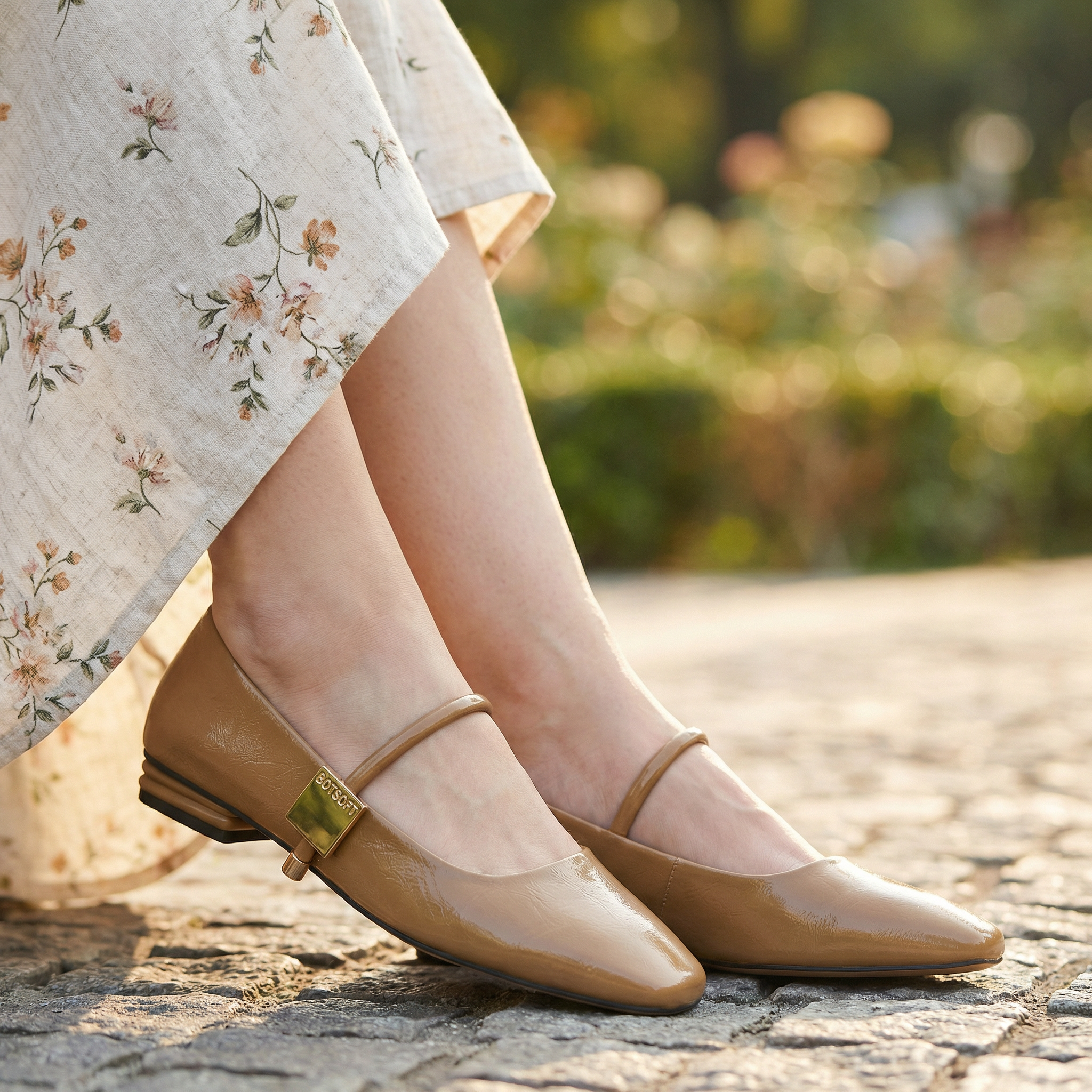 Womens Mary Jane Flats Closed Square Toe Ballet Flat Dressy Comfortable Slip on Shoes