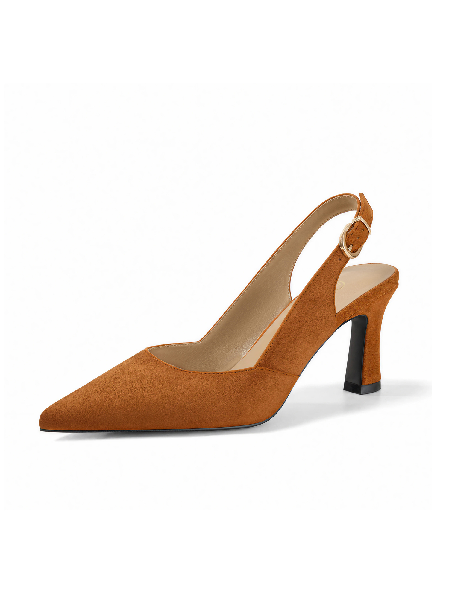 Womens Lambskin Insole High Heels Slingback Pointed Toe Pumps Classic Kitten Heels Retro Comfortable Slip on Lambskin Dress Shoes for Party Wedding Office Work and Daily Wear