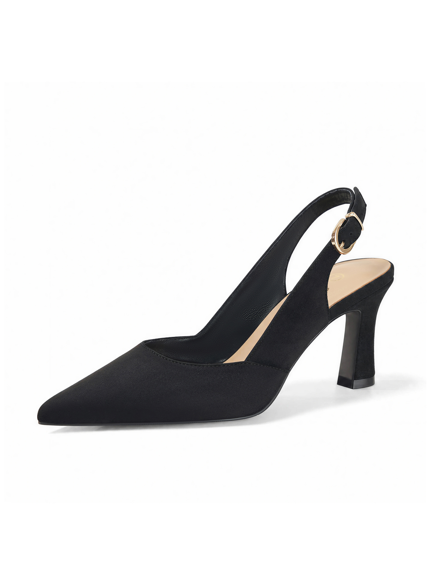 Womens Lambskin Insole High Heels Slingback Pointed Toe Pumps Classic Kitten Heels Retro Comfortable Slip on Lambskin Dress Shoes for Party Wedding Office Work and Daily Wear