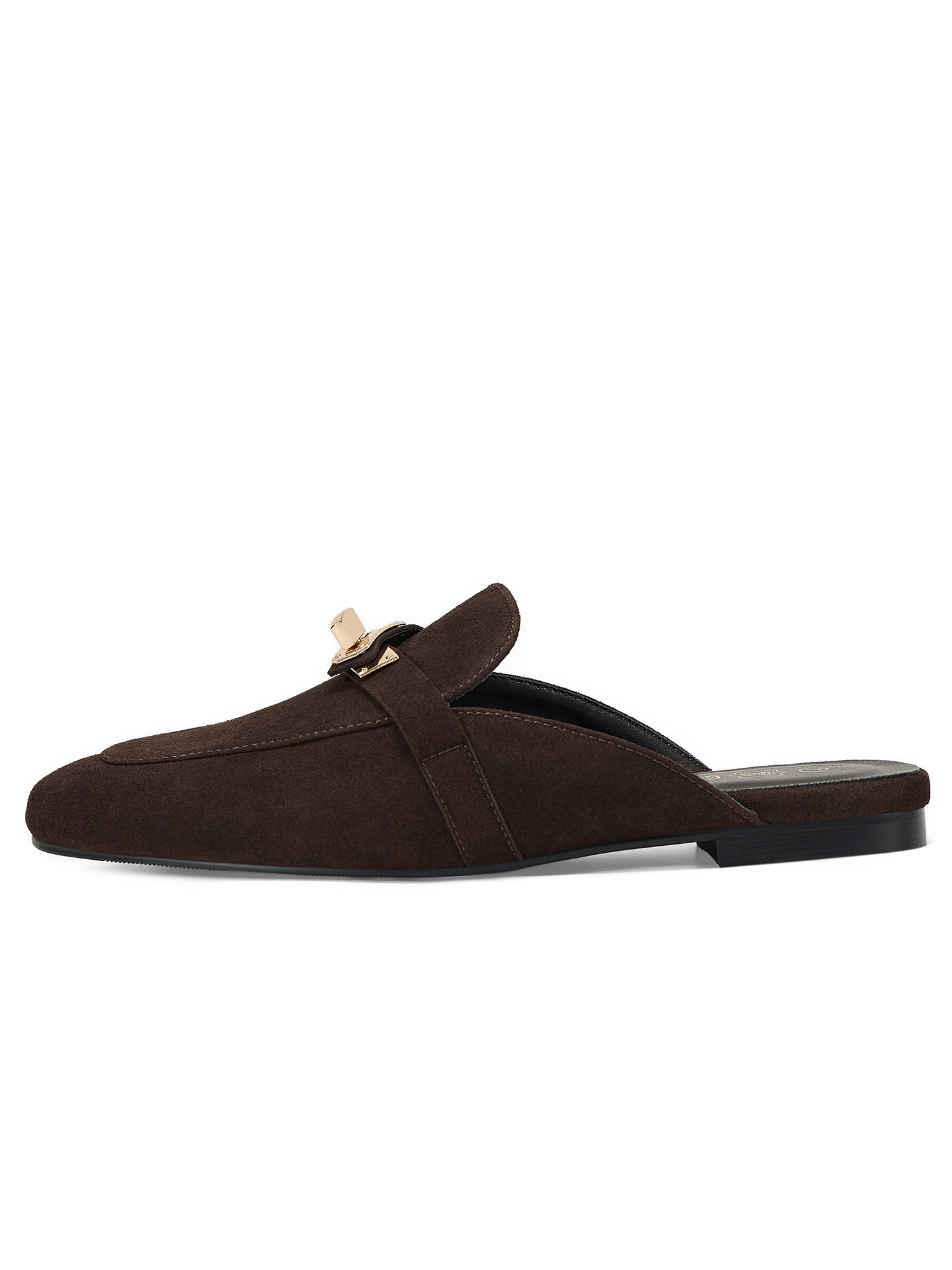 Womens Genuine Leather Mules Metal Buckle Backless Slip On Flats Chic Backless Mule Loafers with Stylish Metal Buckle, Soft Lambskin Insole, Ideal for Office, Casual Trips & Daily Wear