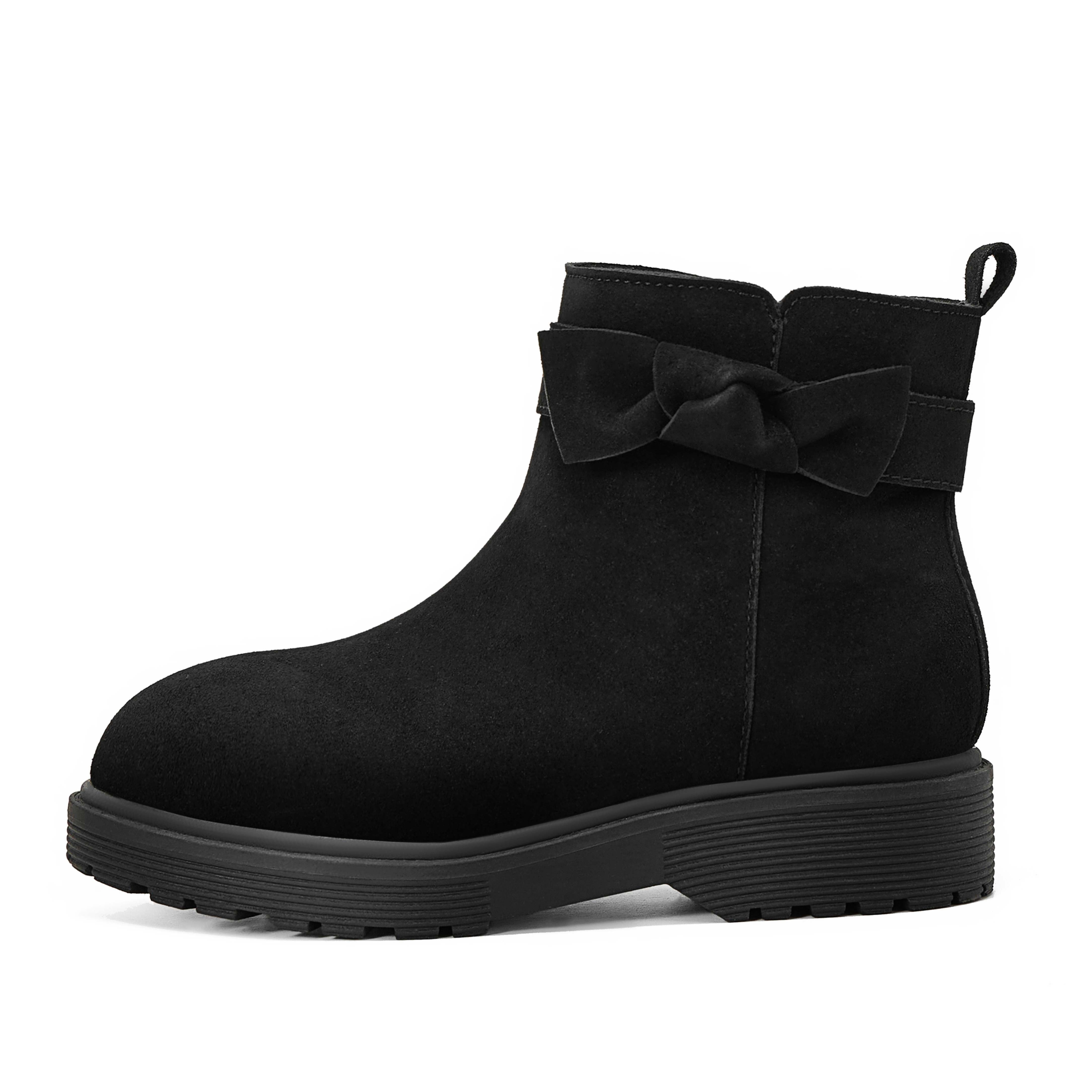 Girls Genuine Leather Ankle Boots Round Toe Side Zip Bow Fall Boots Girls Leather Ankle Boots Bow Lambskin Insole Comfy All Day Anti-slip Sole School Parties Weddings Fall Winter Daily Wear