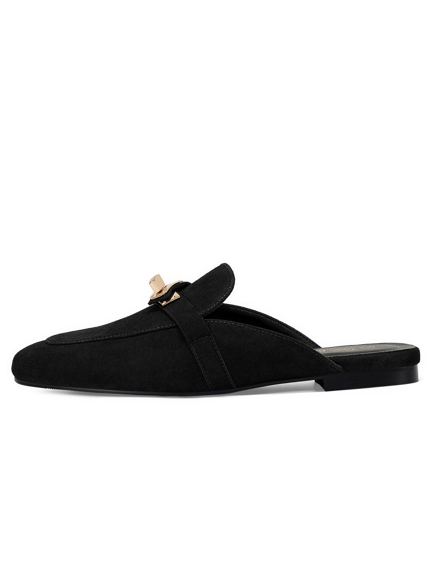 Womens Genuine Leather Mules Metal Buckle Backless Slip On Flats Chic Backless Mule Loafers with Stylish Metal Buckle, Soft Lambskin Insole, Ideal for Office, Casual Trips & Daily Wear