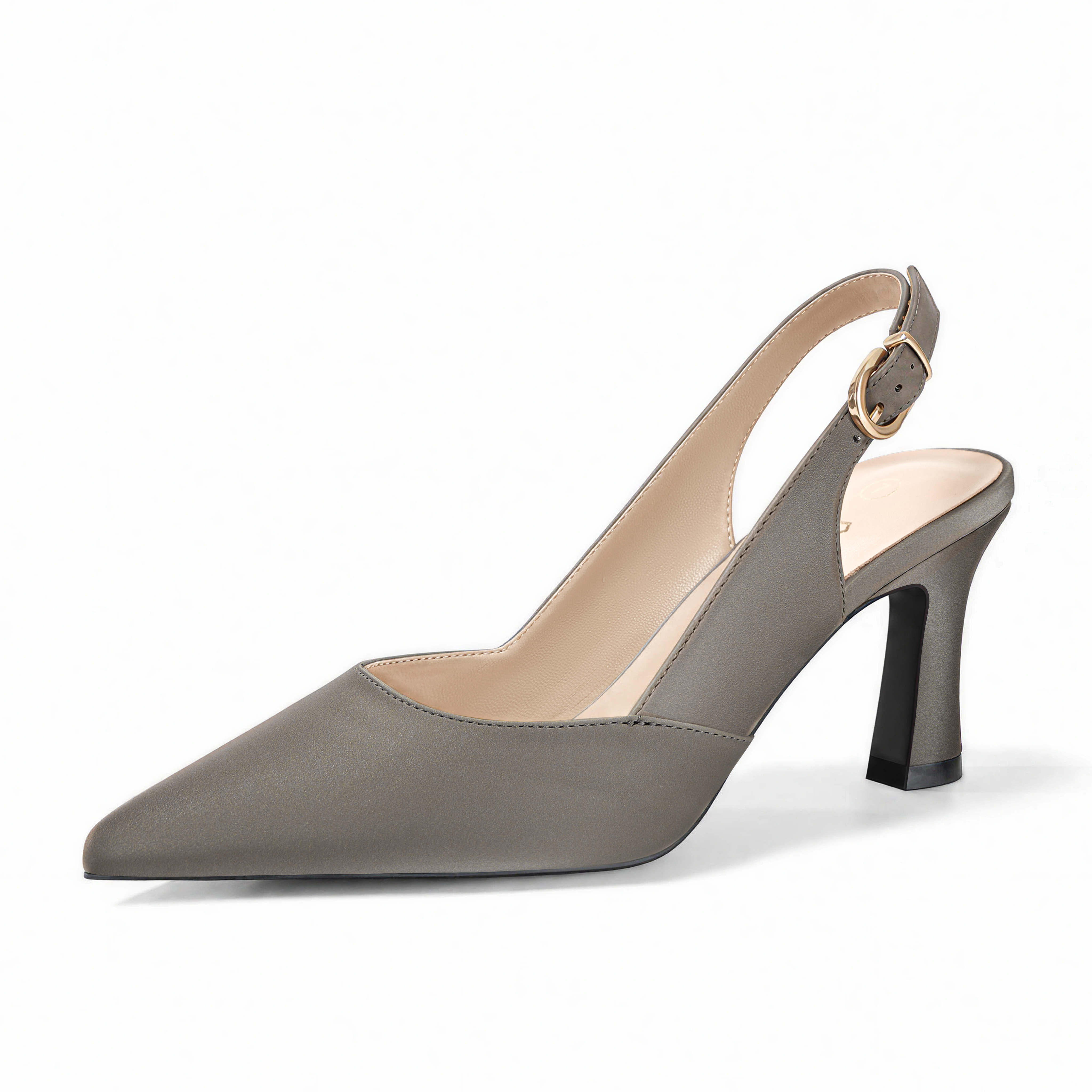 Womens Lambskin Insole High Heels Slingback Pointed Toe Pumps Classic Kitten Heels Retro Comfortable Slip on Lambskin Dress Shoes for Party Wedding Office Work and Daily Wear