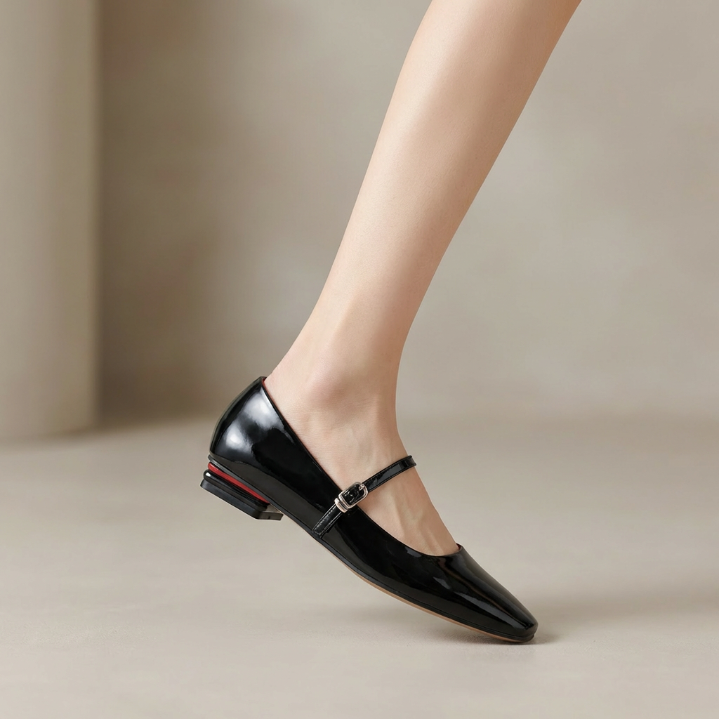 Womens Mary Jane Flats Closed Square Toe Ballet Flat Dressy Comfortable Slip on Shoes