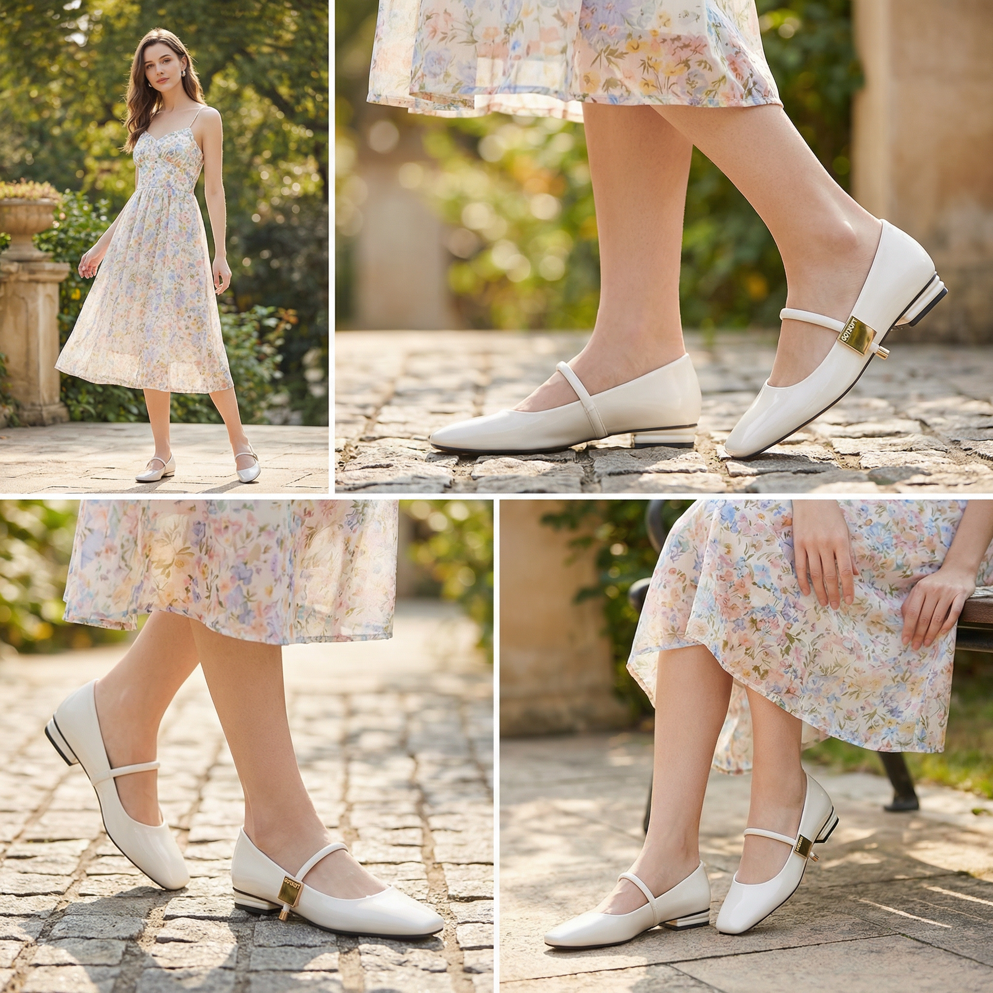 Womens Mary Jane Flats Closed Square Toe Ballet Flat Dressy Comfortable Slip on Shoes