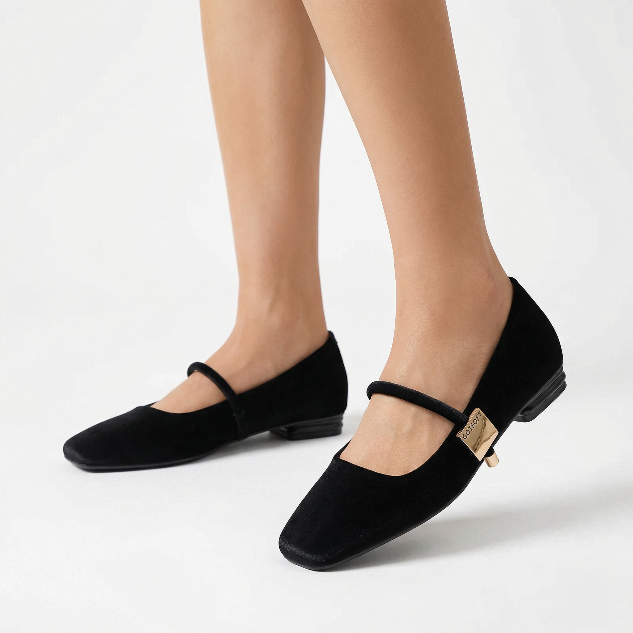 Womens Mary Jane Flats Closed Square Toe Ballet Flat Dressy Comfortable Slip on Shoes