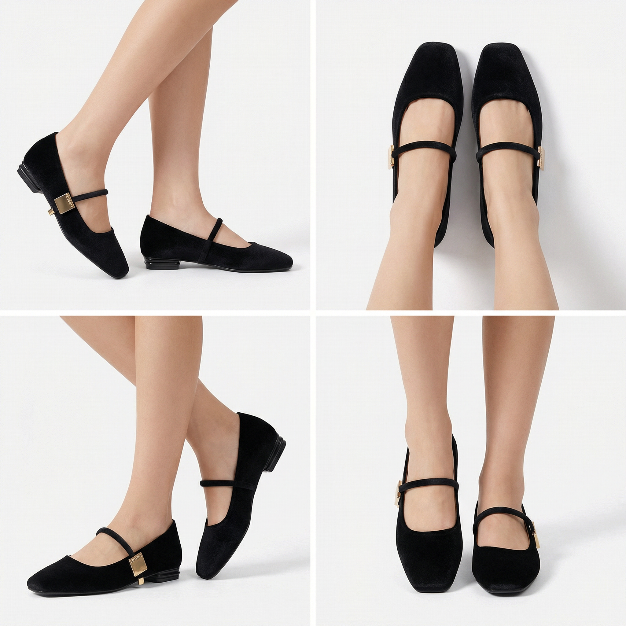 Womens Mary Jane Flats Closed Square Toe Ballet Flat Dressy Comfortable Slip on Shoes