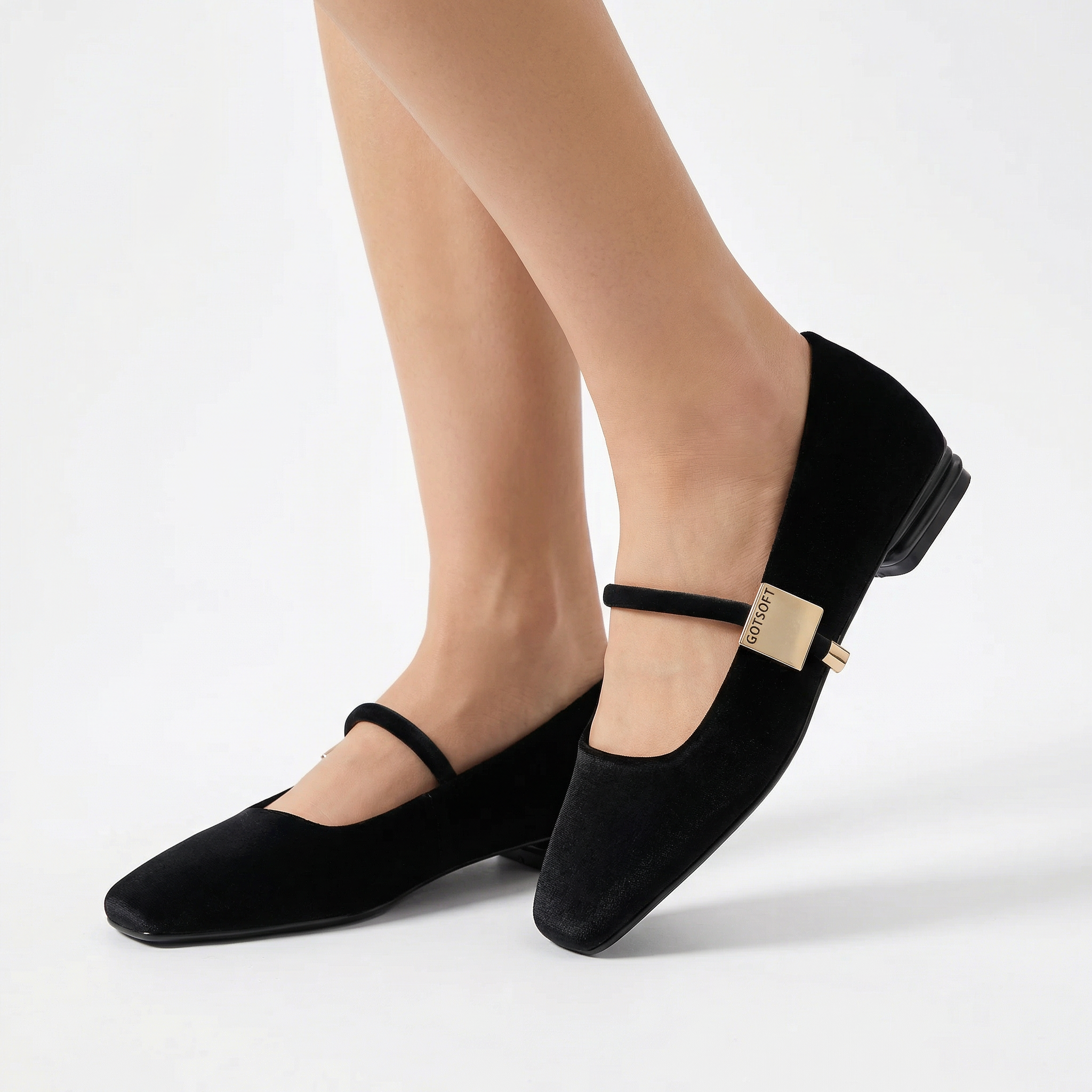 Womens Mary Jane Flats Closed Square Toe Ballet Flat Dressy Comfortable Slip on Shoes