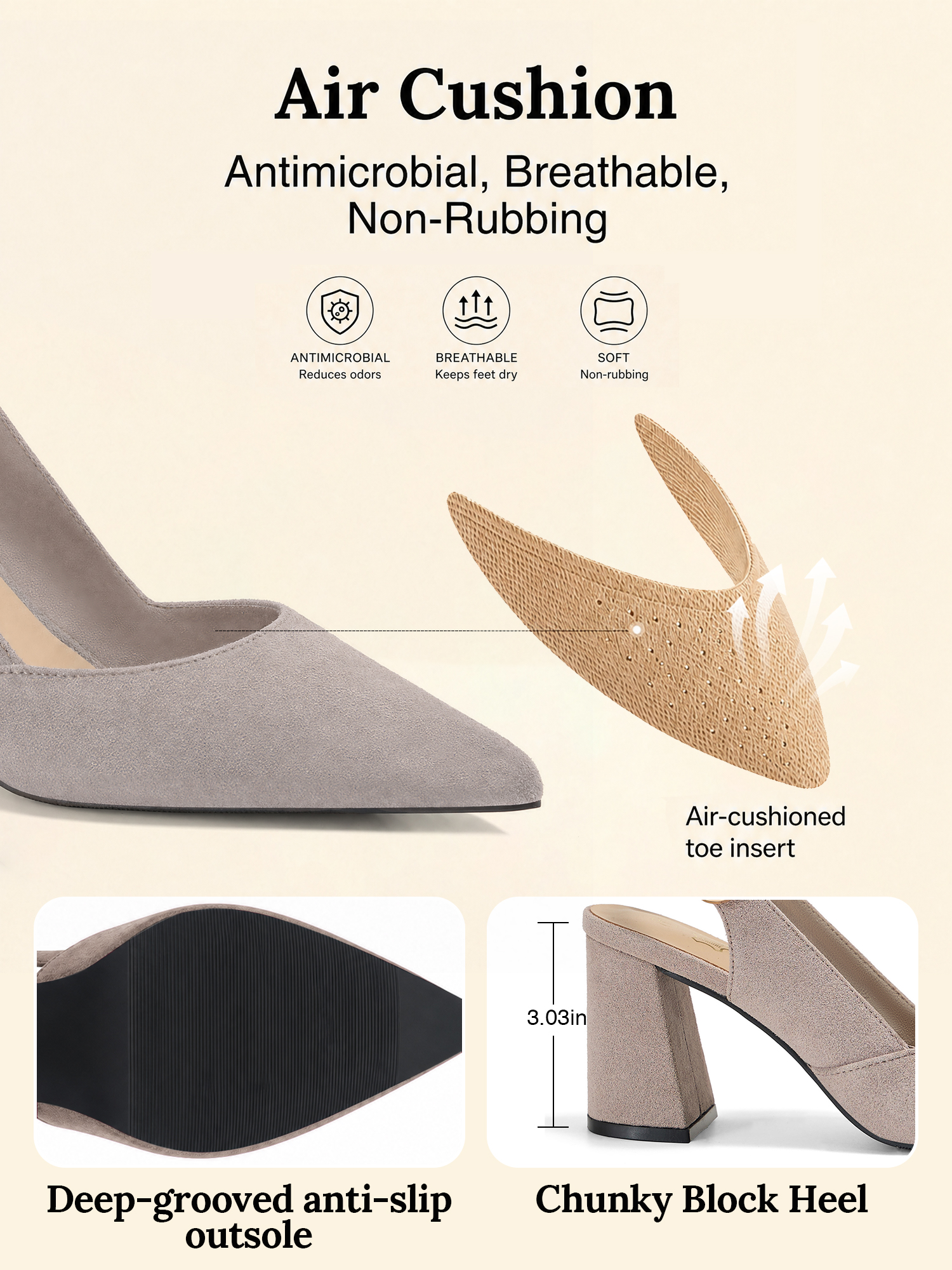Womens Genuine Leather Pointed Toe Slingback Pumps Block Heel Shoes Chic Pointed Toe Slingback Heels with Adjustable Buckle, Soft Lambskin Insole, Ideal for Office, Dates, Parties & Formal Wear