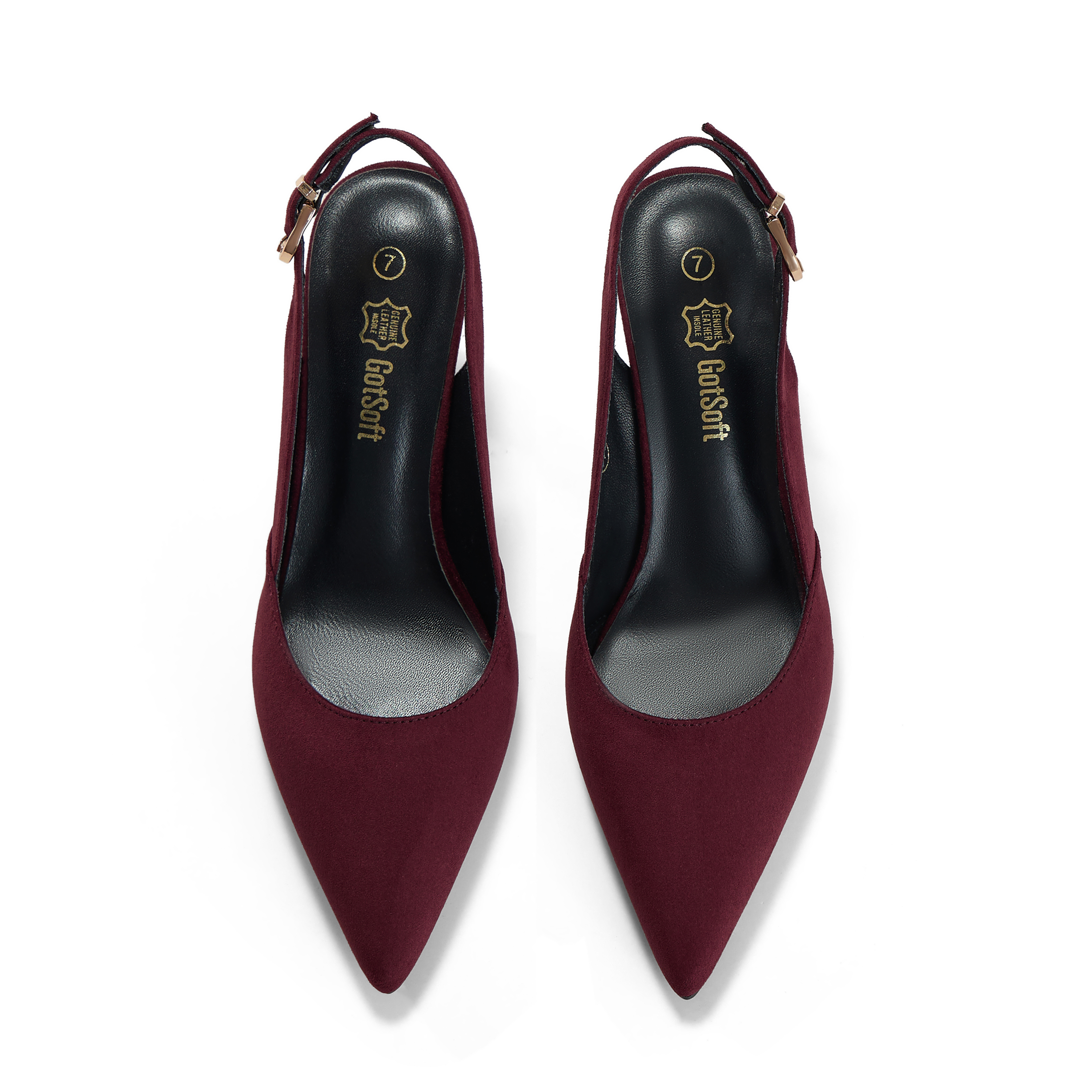 Womens Lambskin Insole High Heels Slingback Pointed Toe Pumps Classic Kitten Heels Retro Comfortable Slip on Lambskin Dress Shoes for Party Wedding Office Work and Daily Wear