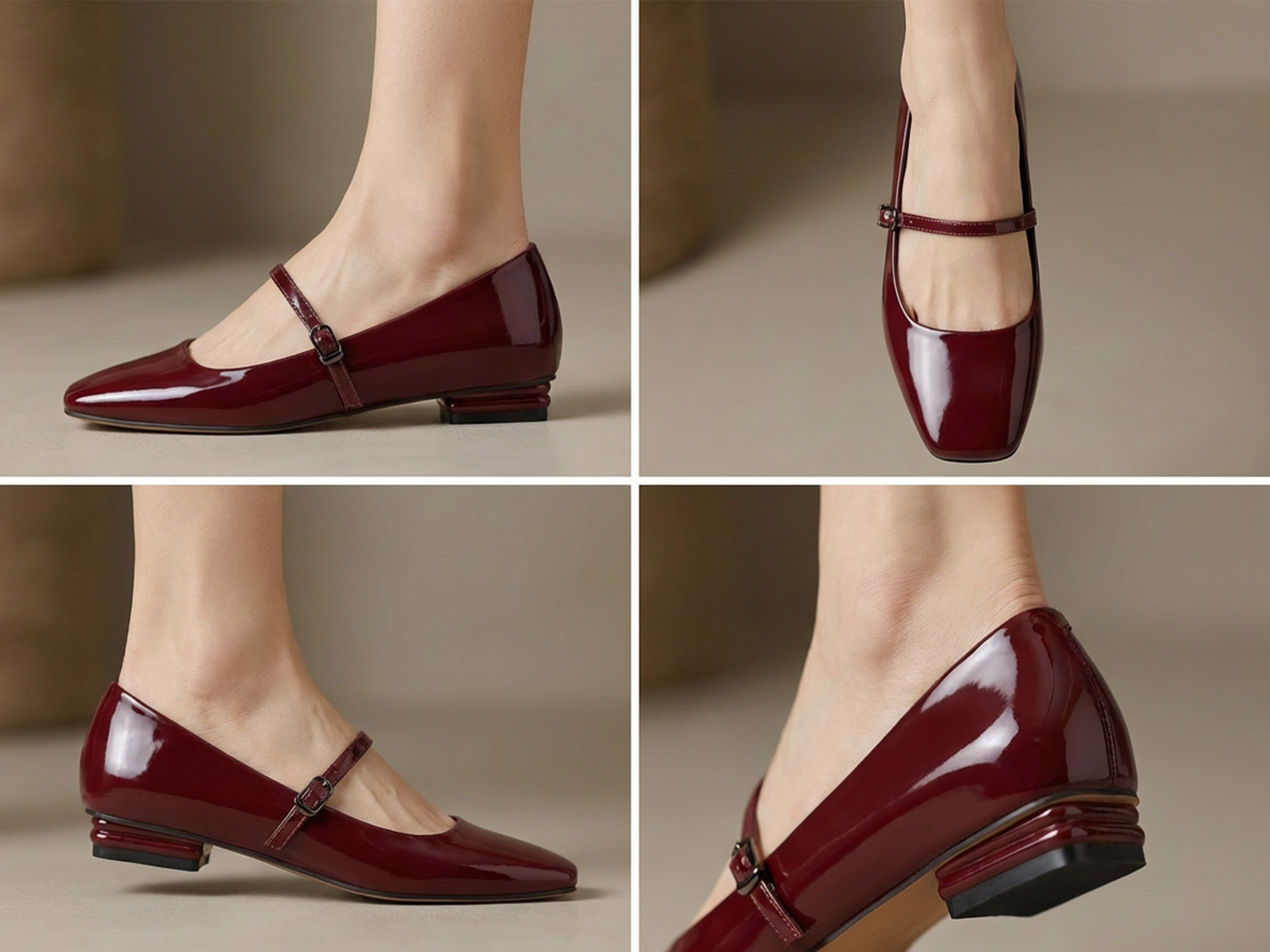 Womens Mary Jane Flats Closed Square Toe Ballet Flat Dressy Comfortable Slip on Shoes