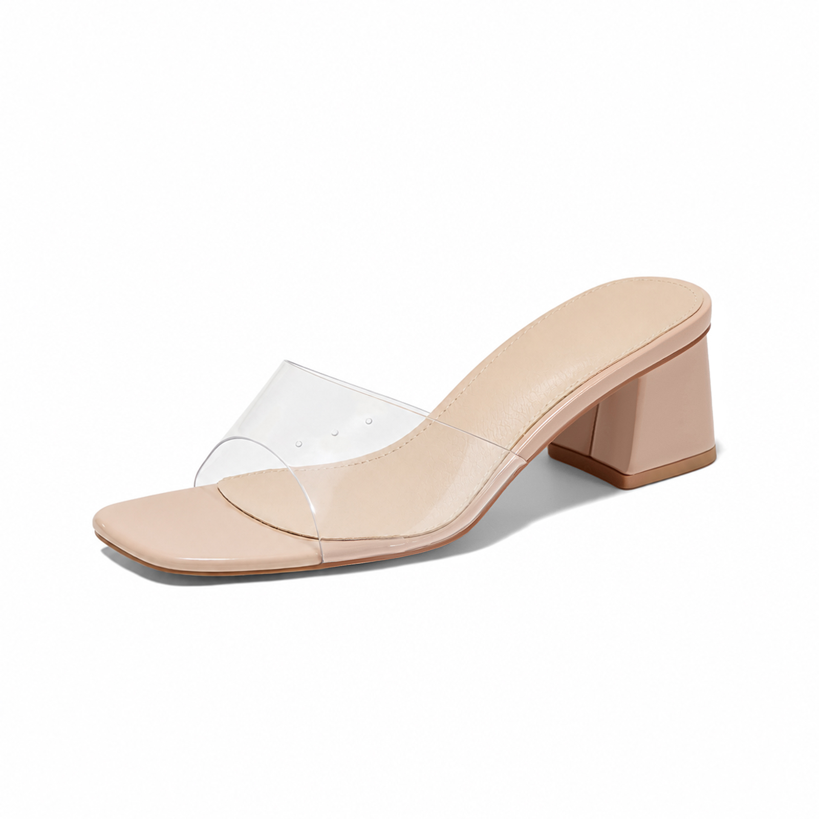 Women's Raffia Slide Sandals Square Open Toe Sandal Chunky Heeled Metal Chain Dressy Shoes
