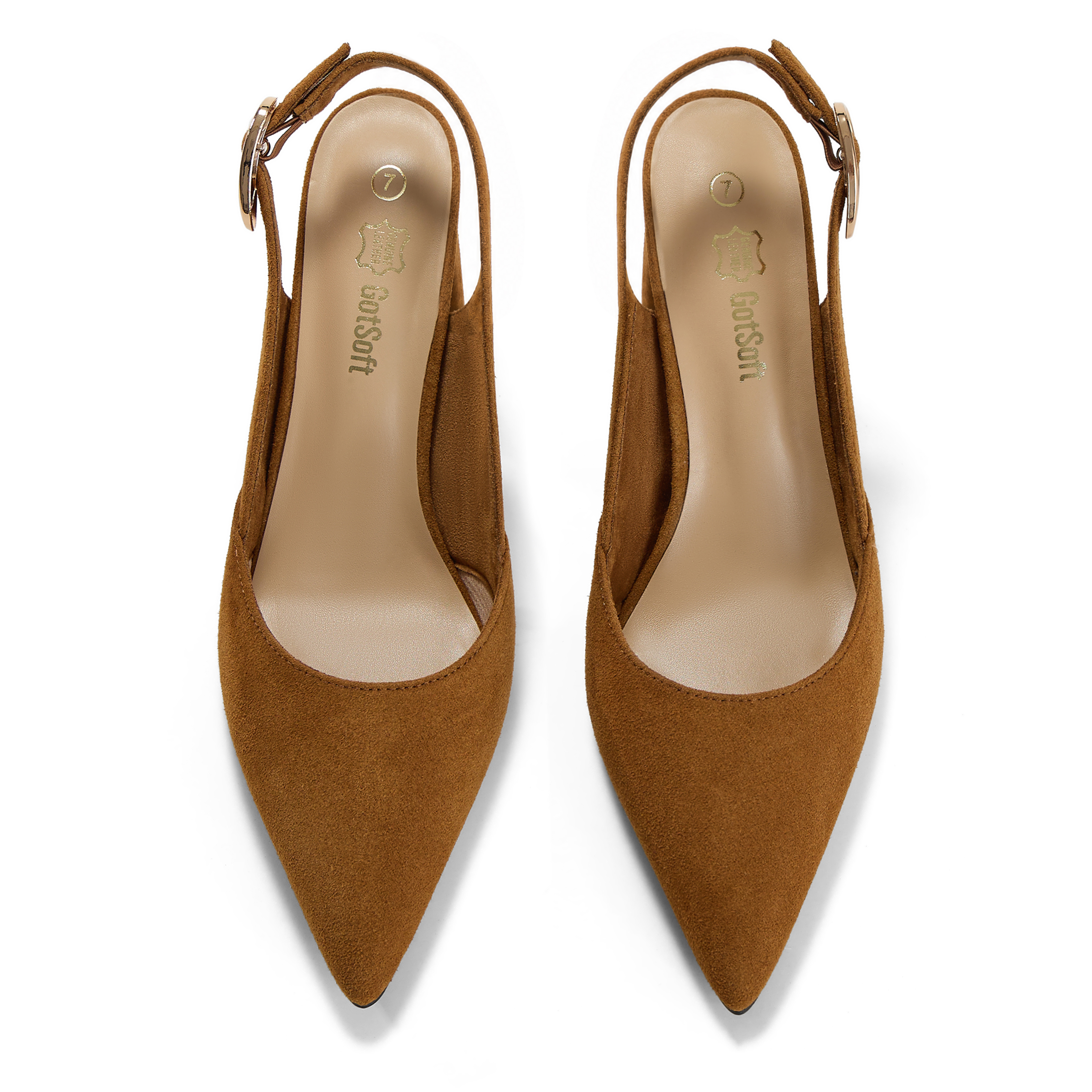 Womens Genuine Leather Pointed Toe Slingback Pumps Block Heel Shoes Chic Pointed Toe Slingback Heels with Adjustable Buckle, Soft Lambskin Insole, Ideal for Office, Dates, Parties & Formal Wear