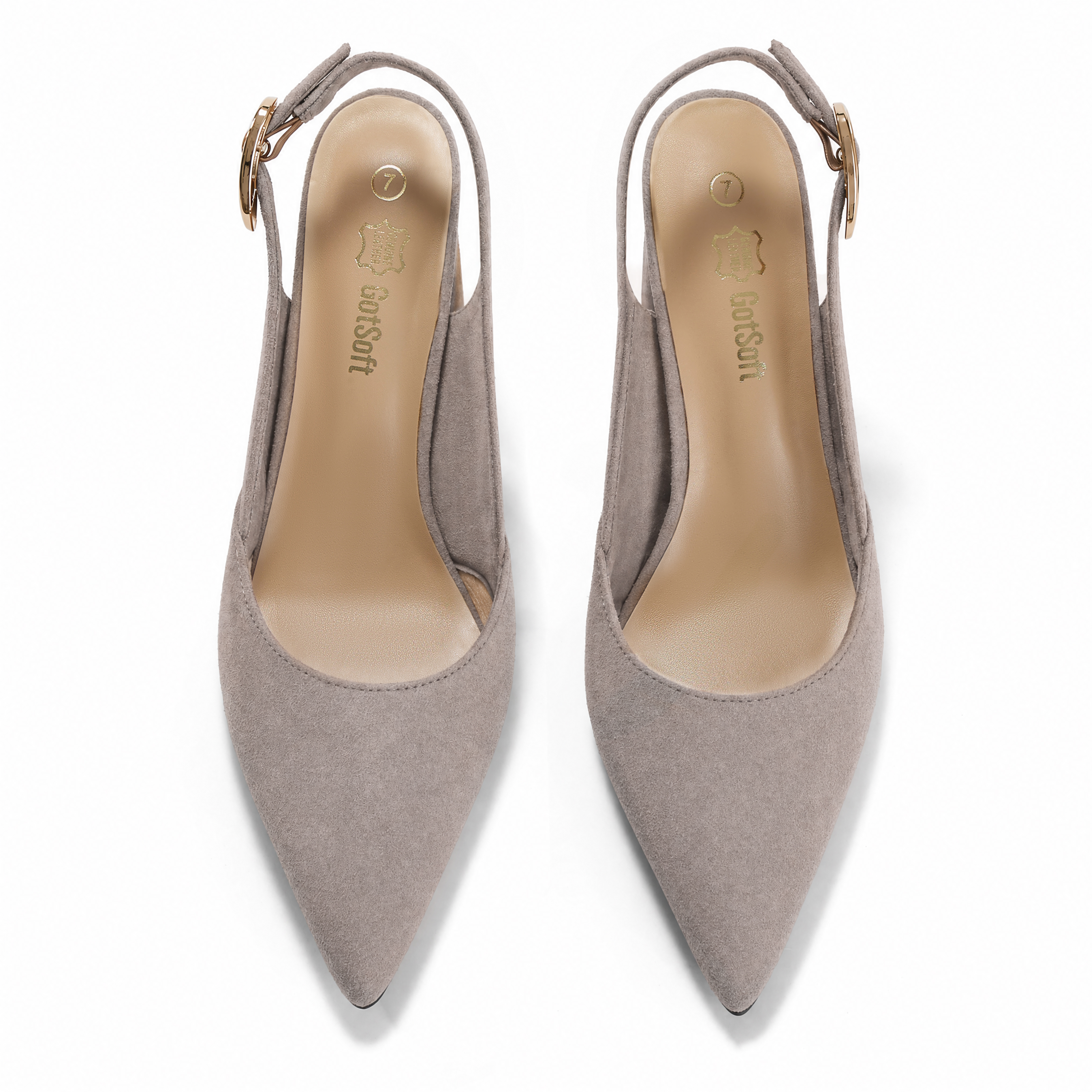 Womens Genuine Leather Pointed Toe Slingback Pumps Block Heel Shoes Chic Pointed Toe Slingback Heels with Adjustable Buckle, Soft Lambskin Insole, Ideal for Office, Dates, Parties & Formal Wear