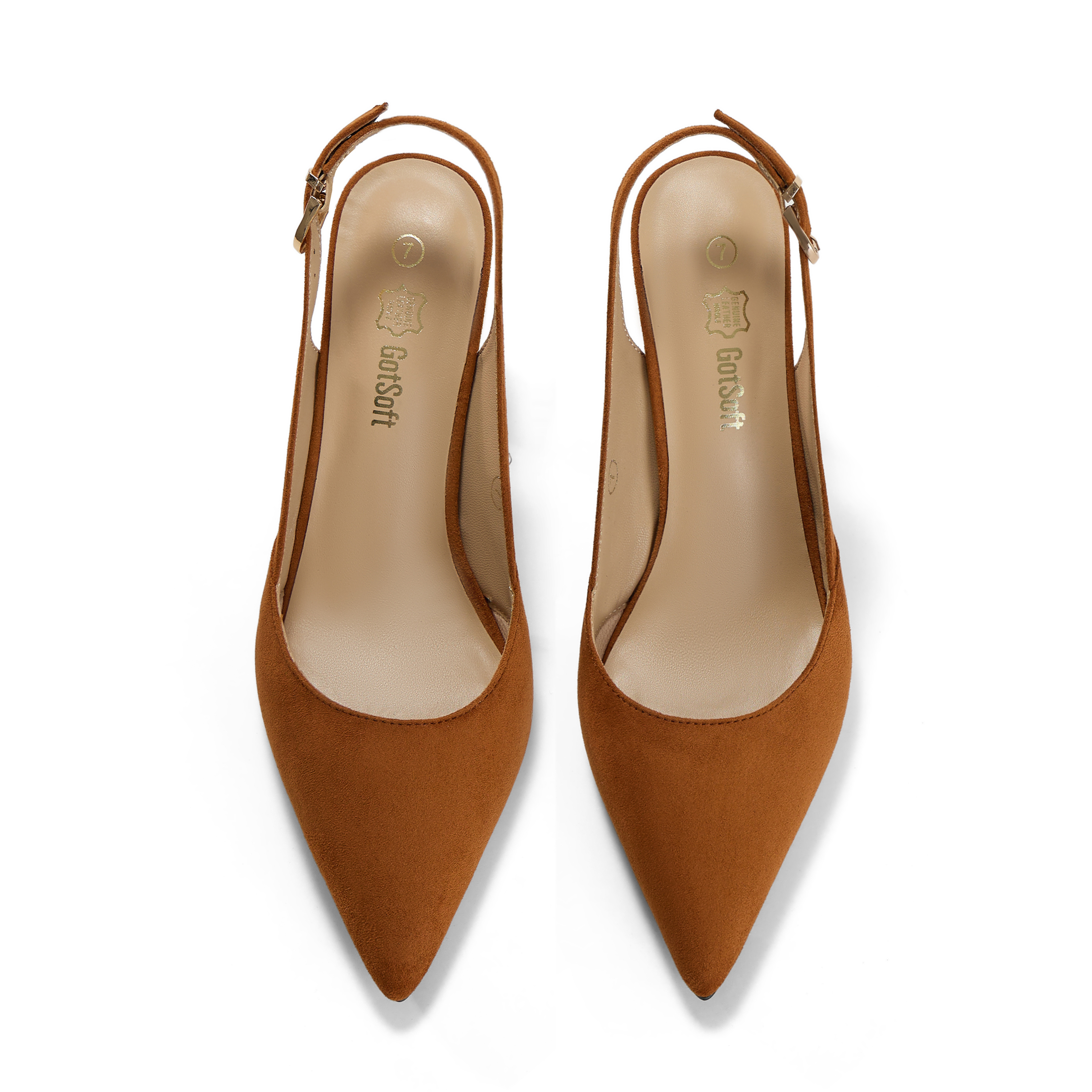 Womens Lambskin Insole High Heels Slingback Pointed Toe Pumps Classic Kitten Heels Retro Comfortable Slip on Lambskin Dress Shoes for Party Wedding Office Work and Daily Wear