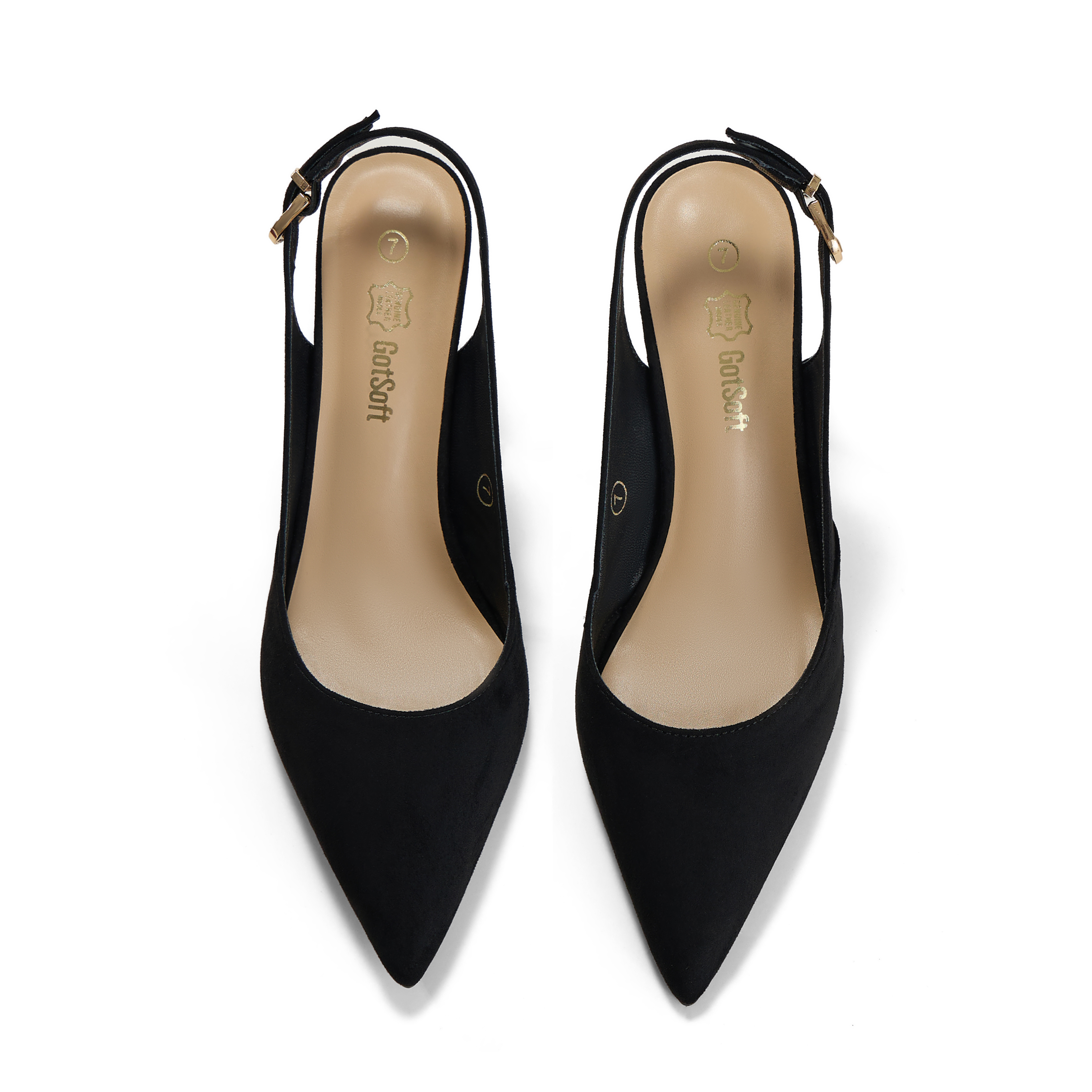 Womens Lambskin Insole High Heels Slingback Pointed Toe Pumps Classic Kitten Heels Retro Comfortable Slip on Lambskin Dress Shoes for Party Wedding Office Work and Daily Wear