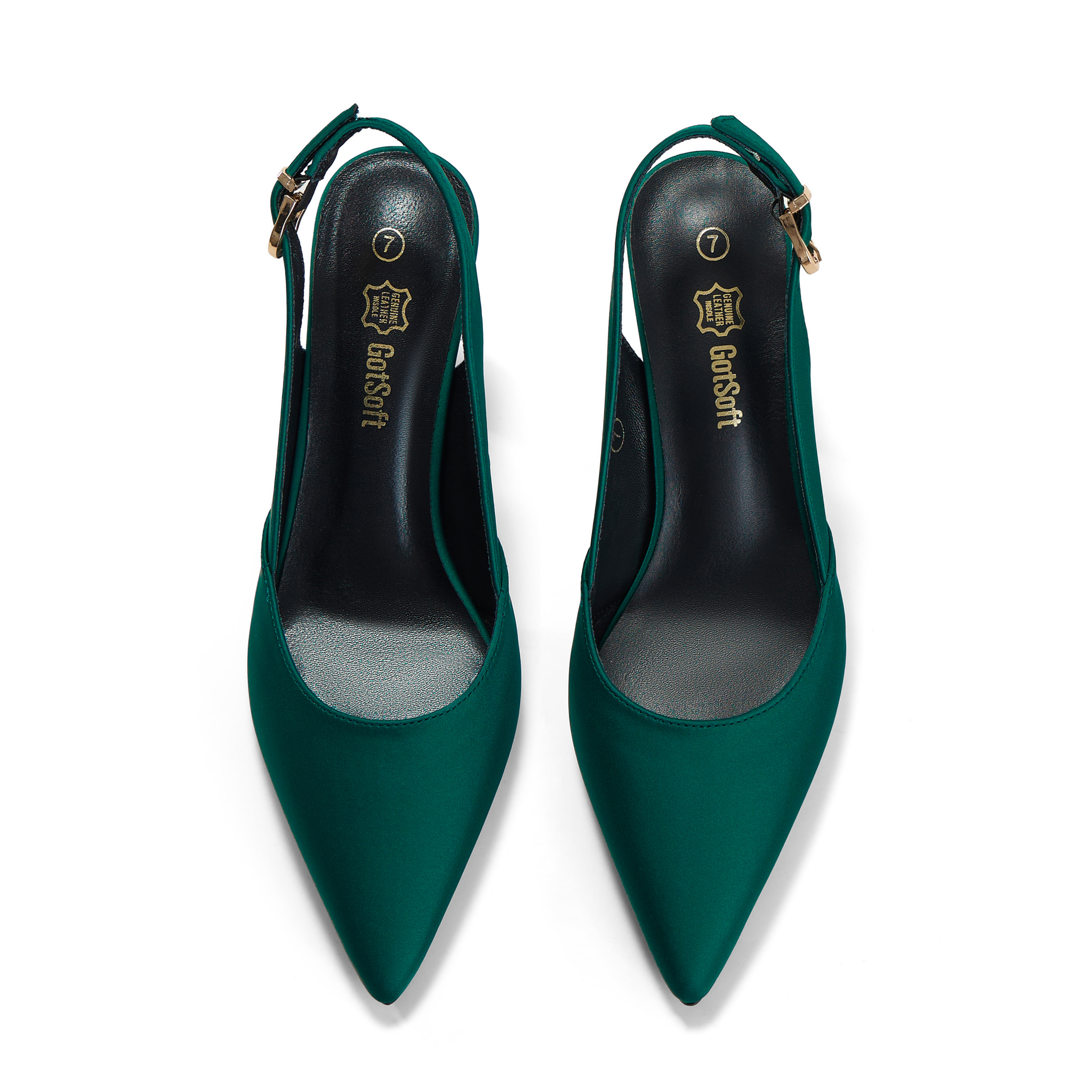 Womens Lambskin Insole High Heels Slingback Pointed Toe Pumps Classic Kitten Heels Retro Comfortable Slip on Lambskin Dress Shoes for Party Wedding Office Work and Daily Wear