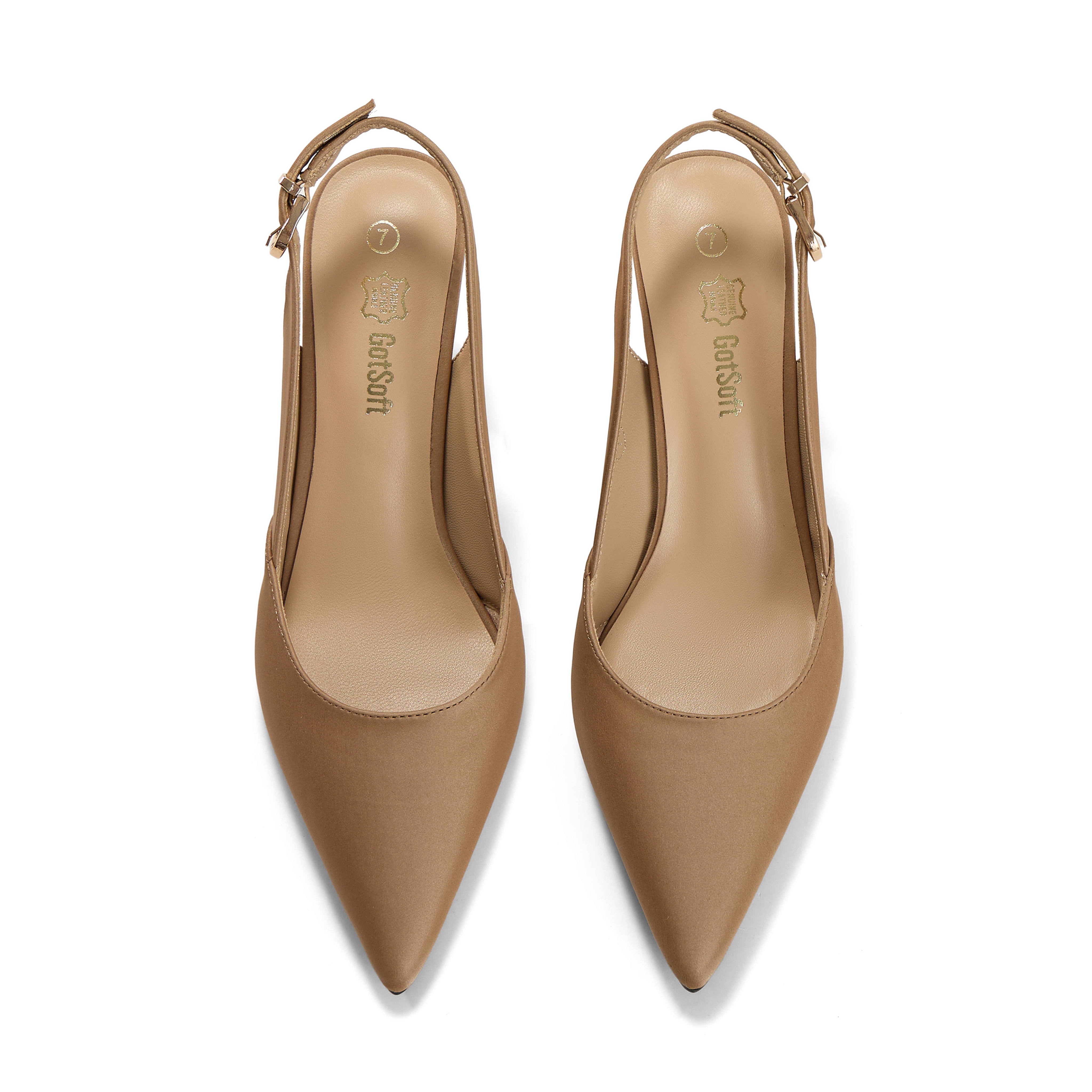 Womens Lambskin Insole High Heels Slingback Pointed Toe Pumps Classic Kitten Heels Retro Comfortable Slip on Lambskin Dress Shoes for Party Wedding Office Work and Daily Wear