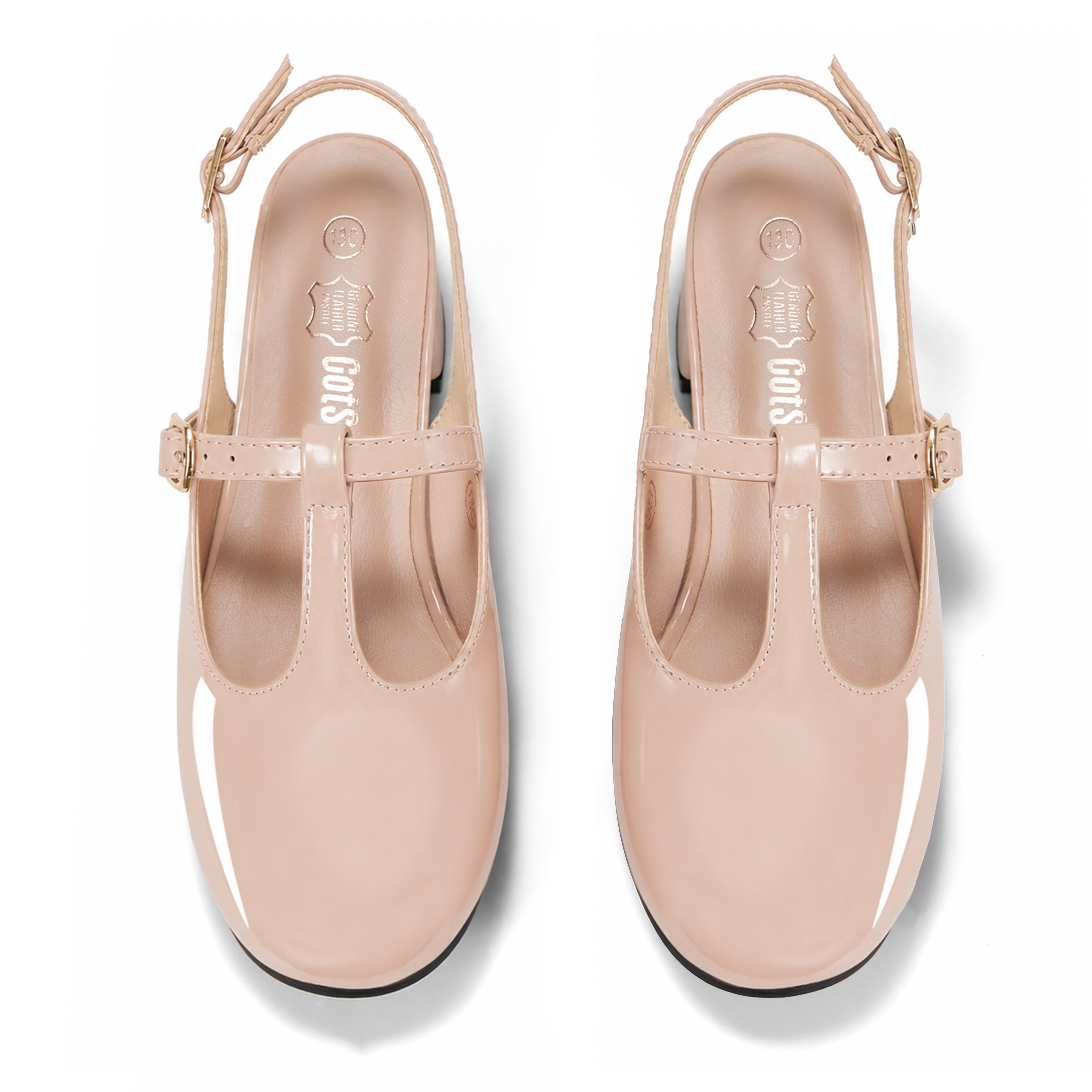 Girls Lambskin Insole Mary Jane Pumps T-Strap Slingback Shoes Cute Closed Toe Dress Shoes Low Block Heel Comfortable for Vacation Festival Party School and Daily Wear