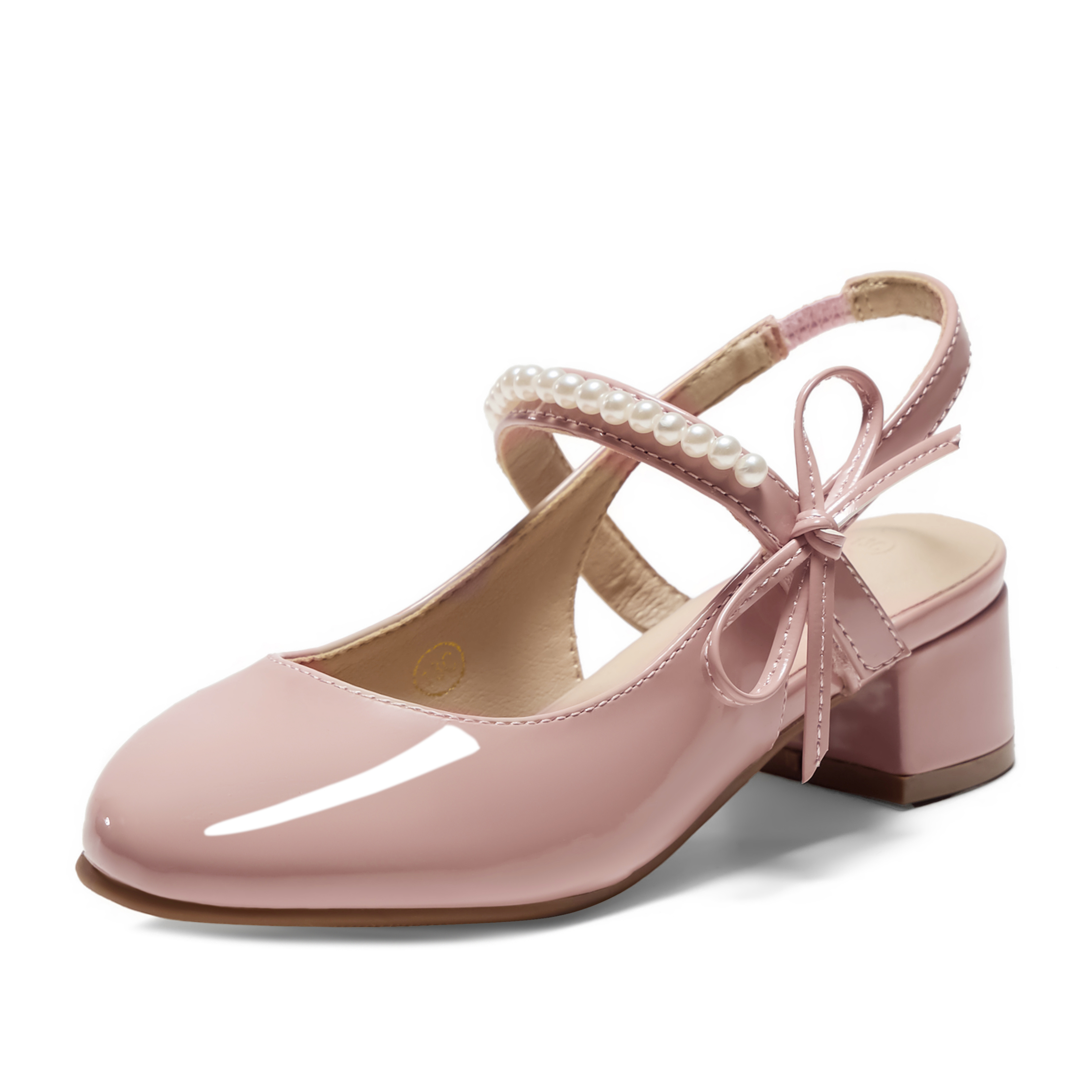 Girls Dress Shoes Low Heel Slingback Mary Jane Bow Pumps Adjustable Hook and Loop Back Strap Low Heel Shoes with Bow, for Wedding, Party, School, Toddler, Little & Big Kid Dress-up