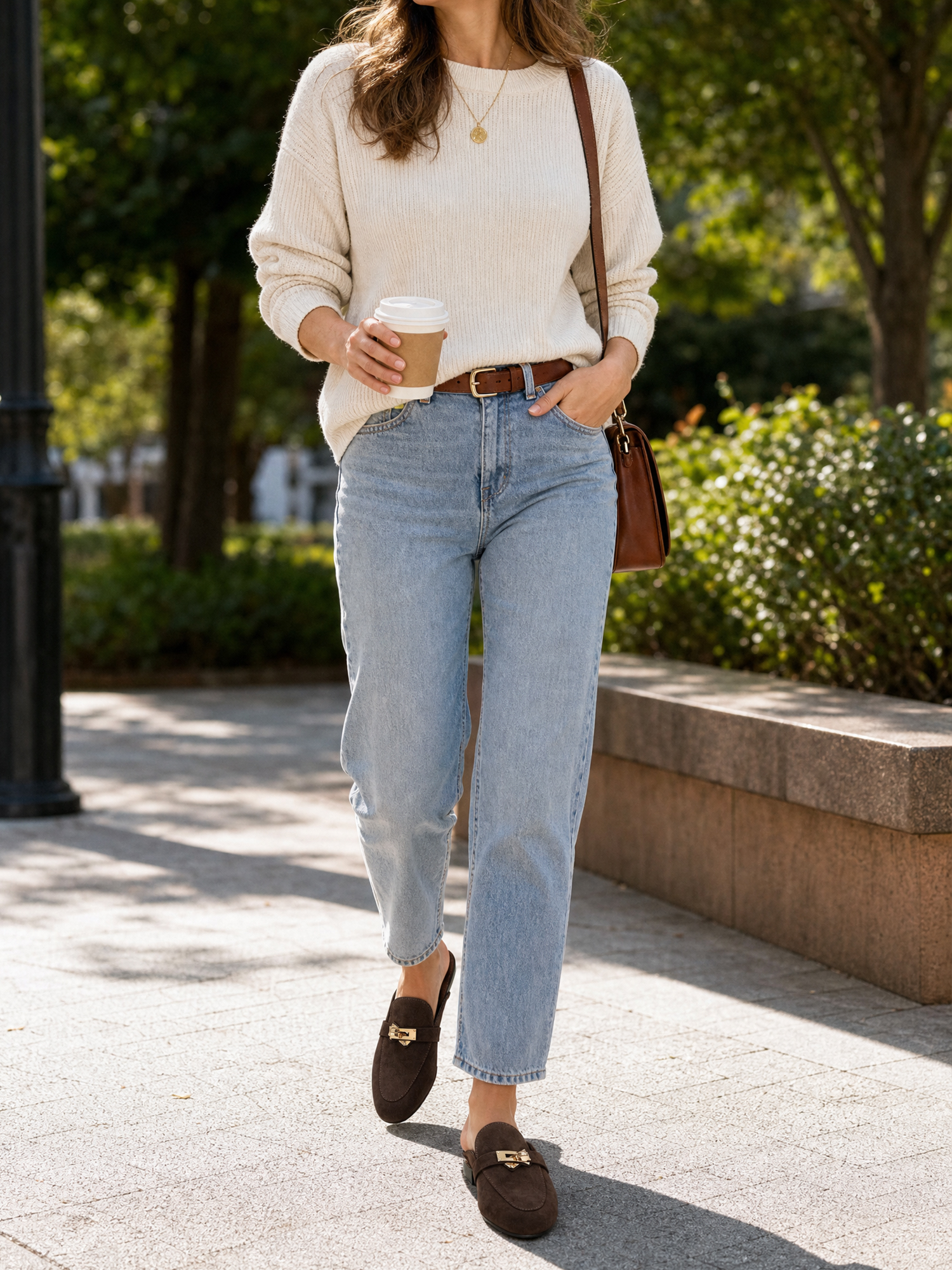 Womens Genuine Leather Mules Metal Buckle Backless Slip On Flats Chic Backless Mule Loafers with Stylish Metal Buckle, Soft Lambskin Insole, Ideal for Office, Casual Trips & Daily Wear